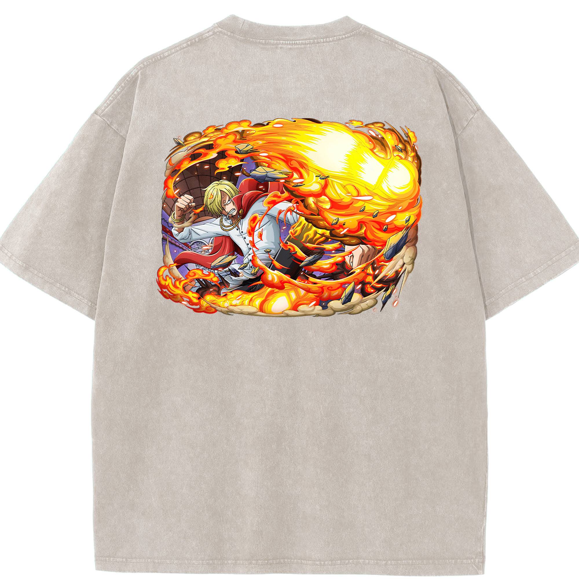 ワンピース サンジ ONE PIECE Sanji 綿100% ヴィンテージ風 半袖Tシャツ（背面プリント）