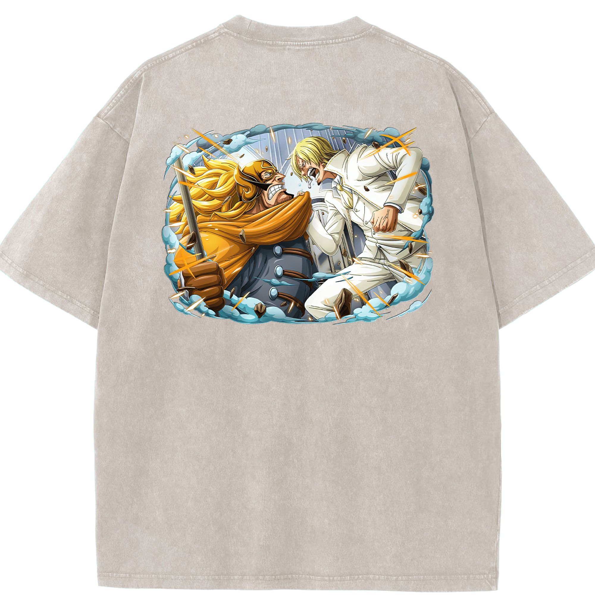 ワンピース サンジ ONE PIECE Sanji 綿100% ヴィンテージ風 半袖Tシャツ（背面プリント）