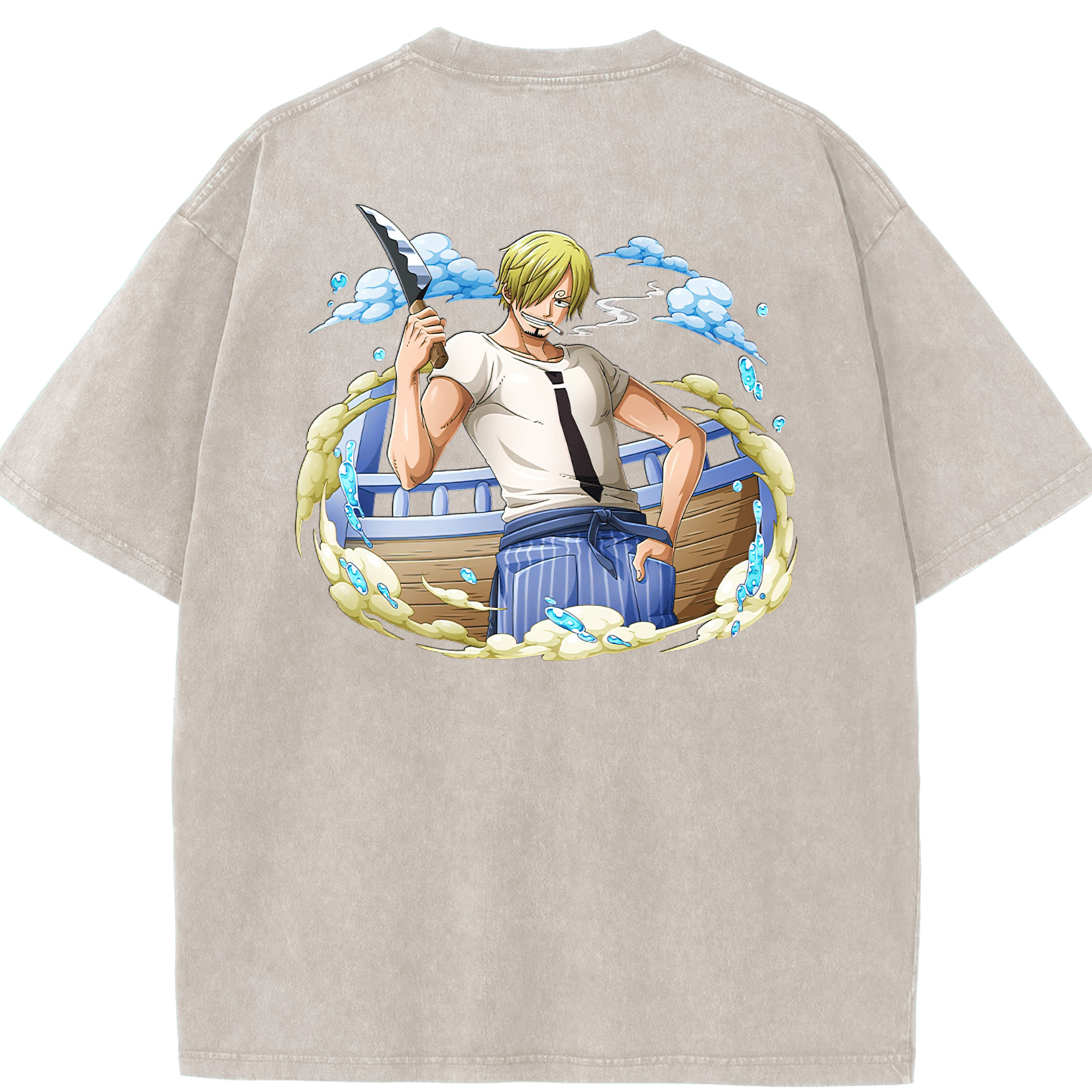 ワンピース サンジ ONE PIECE Sanji 綿100% ヴィンテージ風 半袖Tシャツ（背面プリント）