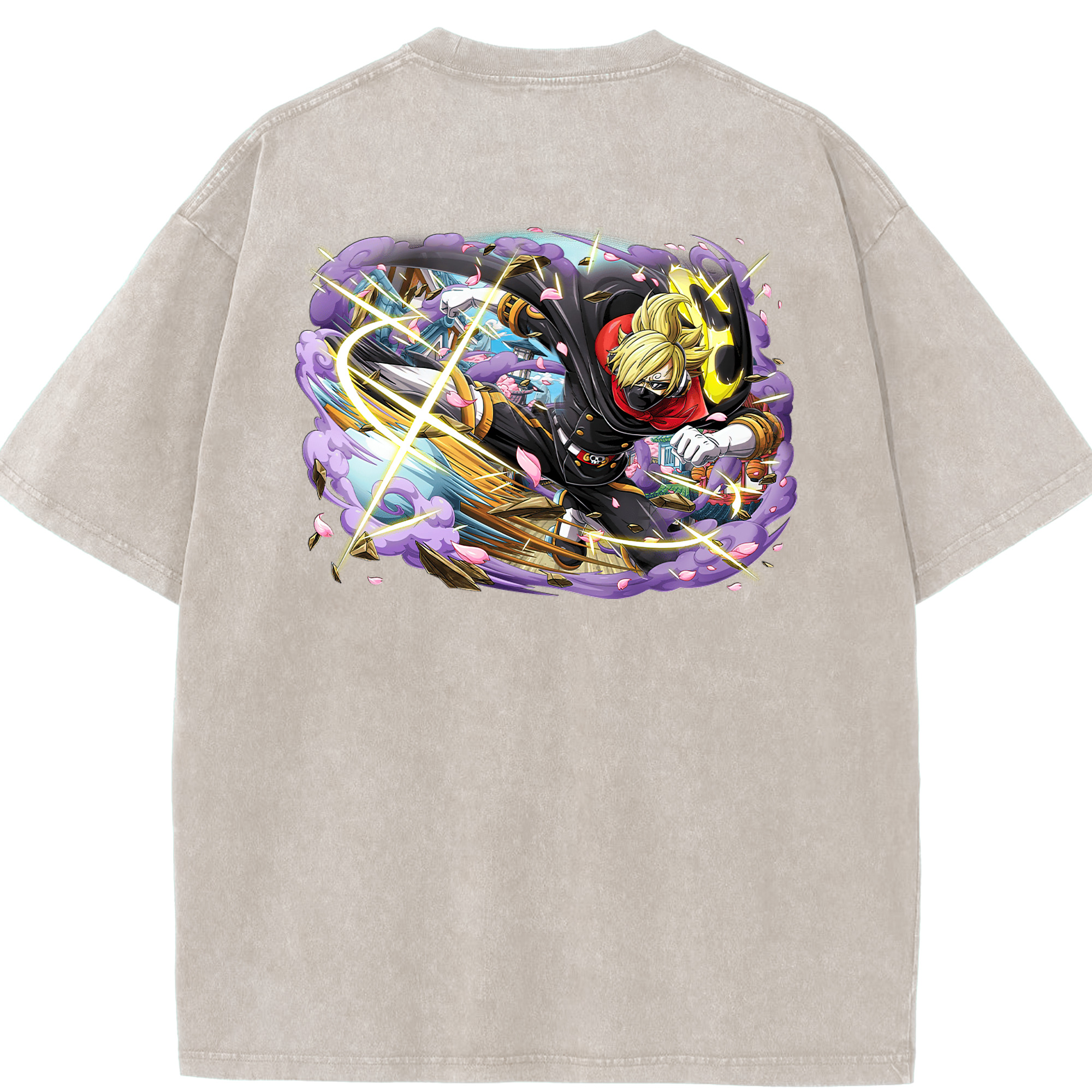 ワンピース サンジ ONE PIECE Sanji 綿100% ヴィンテージ風 半袖Tシャツ（背面プリント）