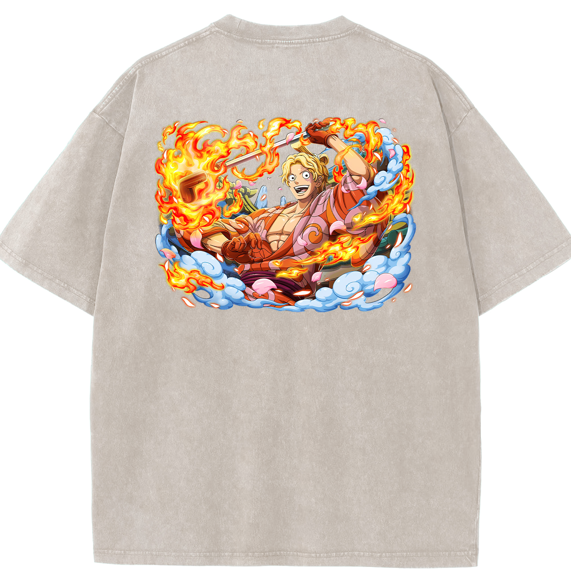 ワンピース サンジ ONE PIECE Sanji 綿100% ヴィンテージ風 半袖Tシャツ（背面プリント）