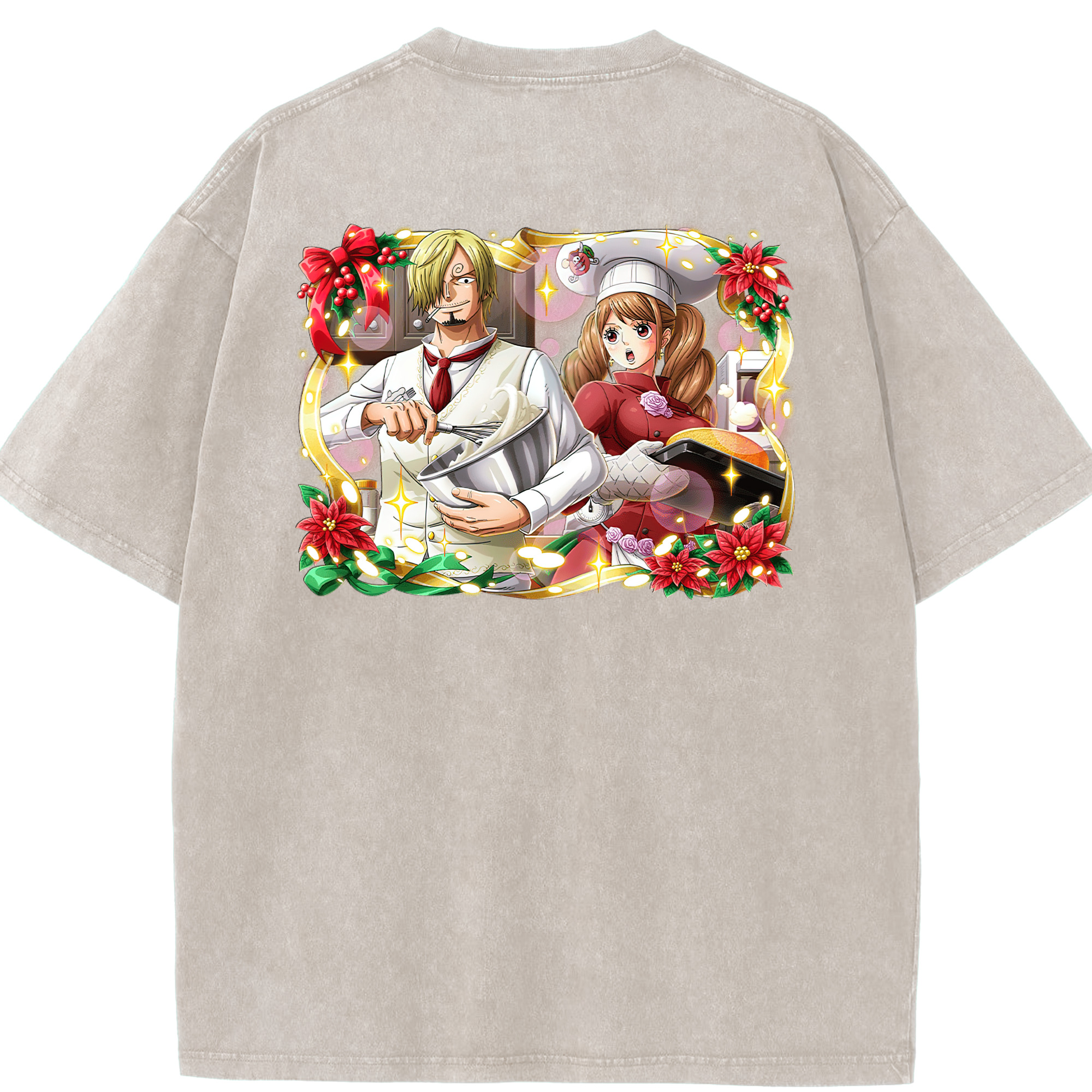 ワンピース サンジ ONE PIECE Sanji 綿100% ヴィンテージ風 半袖Tシャツ（背面プリント）