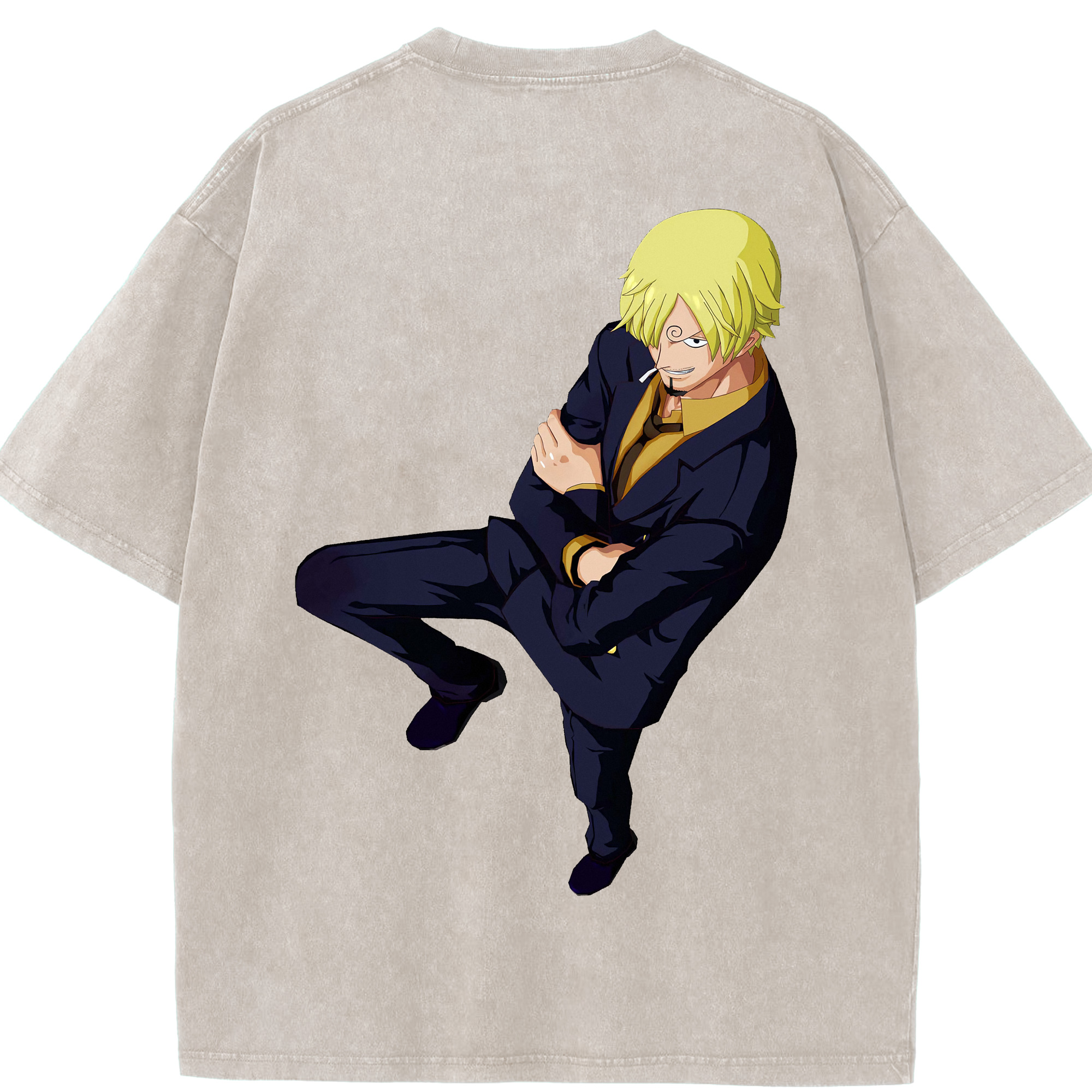 ワンピース サンジ ONE PIECE Sanji 綿100% ヴィンテージ風 半袖Tシャツ（背面プリント）