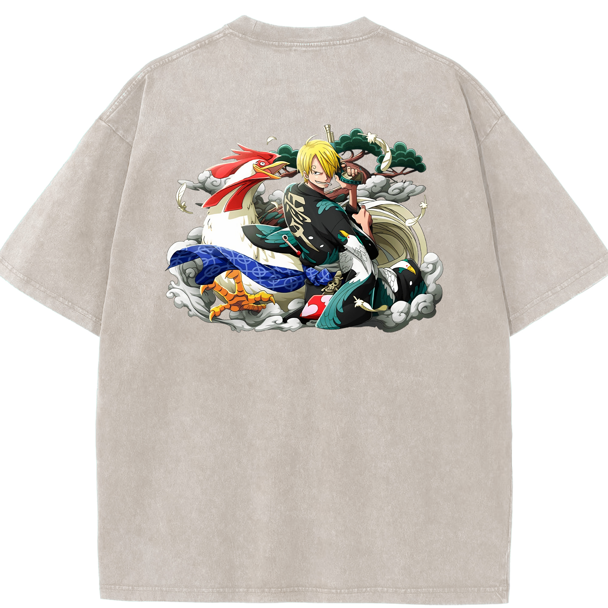 ワンピース サンジ ONE PIECE Sanji 綿100% ヴィンテージ風 半袖Tシャツ（背面プリント）