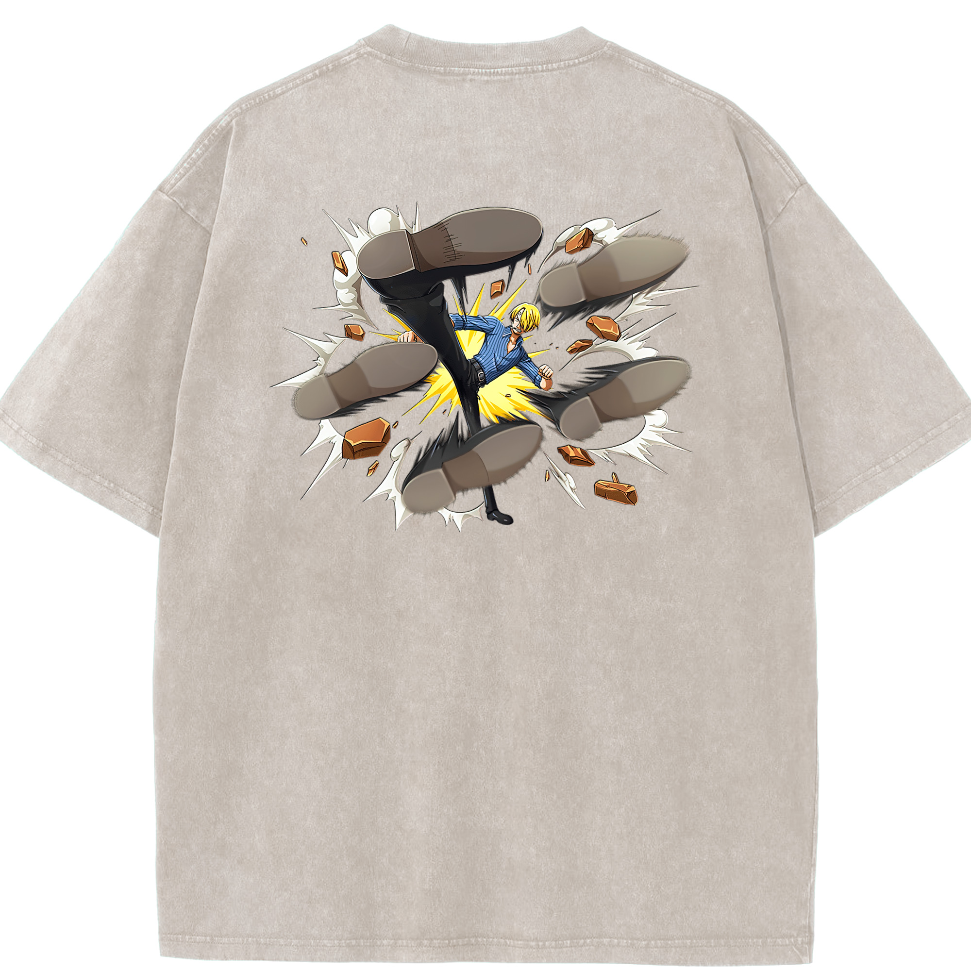 ワンピース サンジ ONE PIECE Sanji 綿100% ヴィンテージ風 半袖Tシャツ（背面プリント）