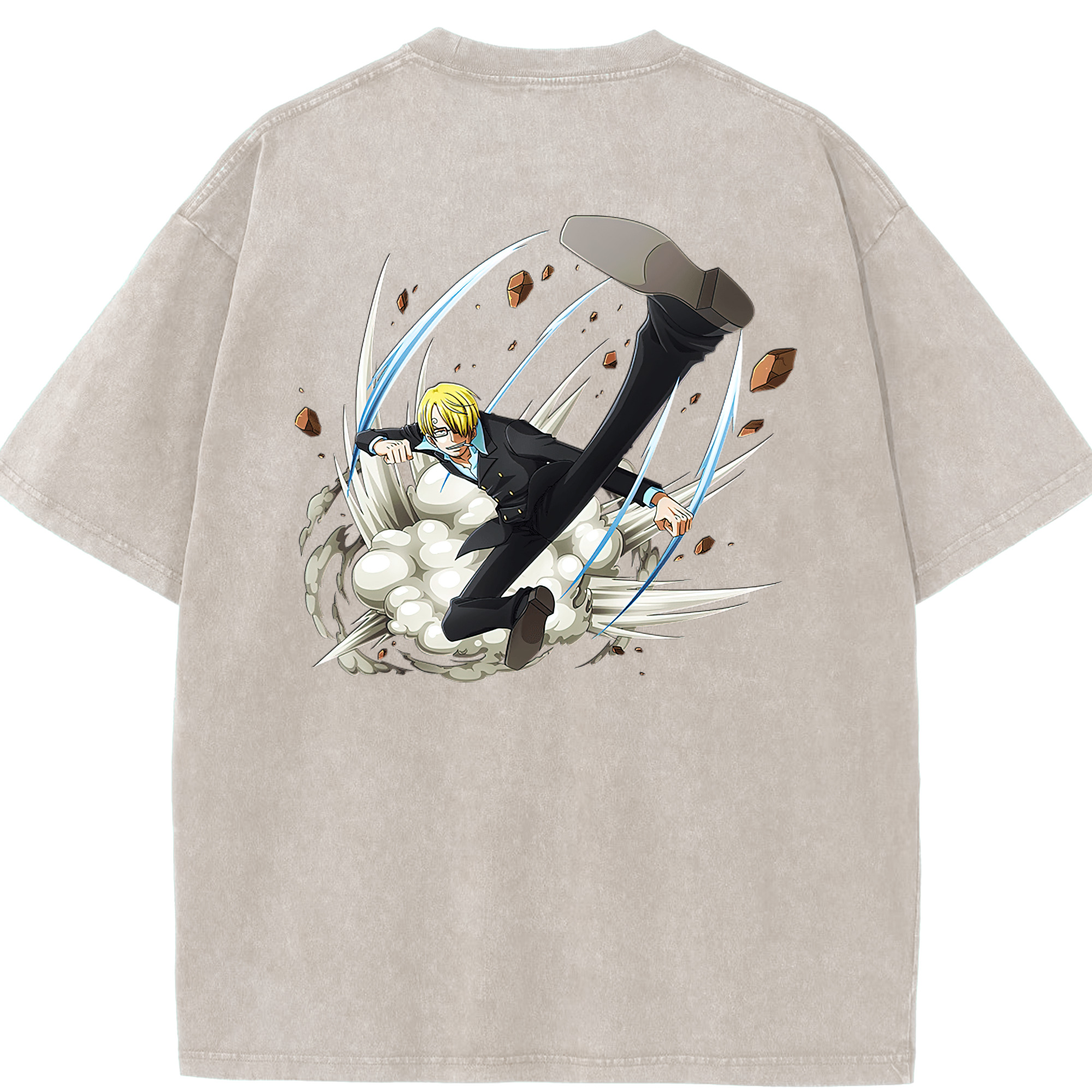 ワンピース サンジ ONE PIECE Sanji 綿100% ヴィンテージ風 半袖Tシャツ（背面プリント）