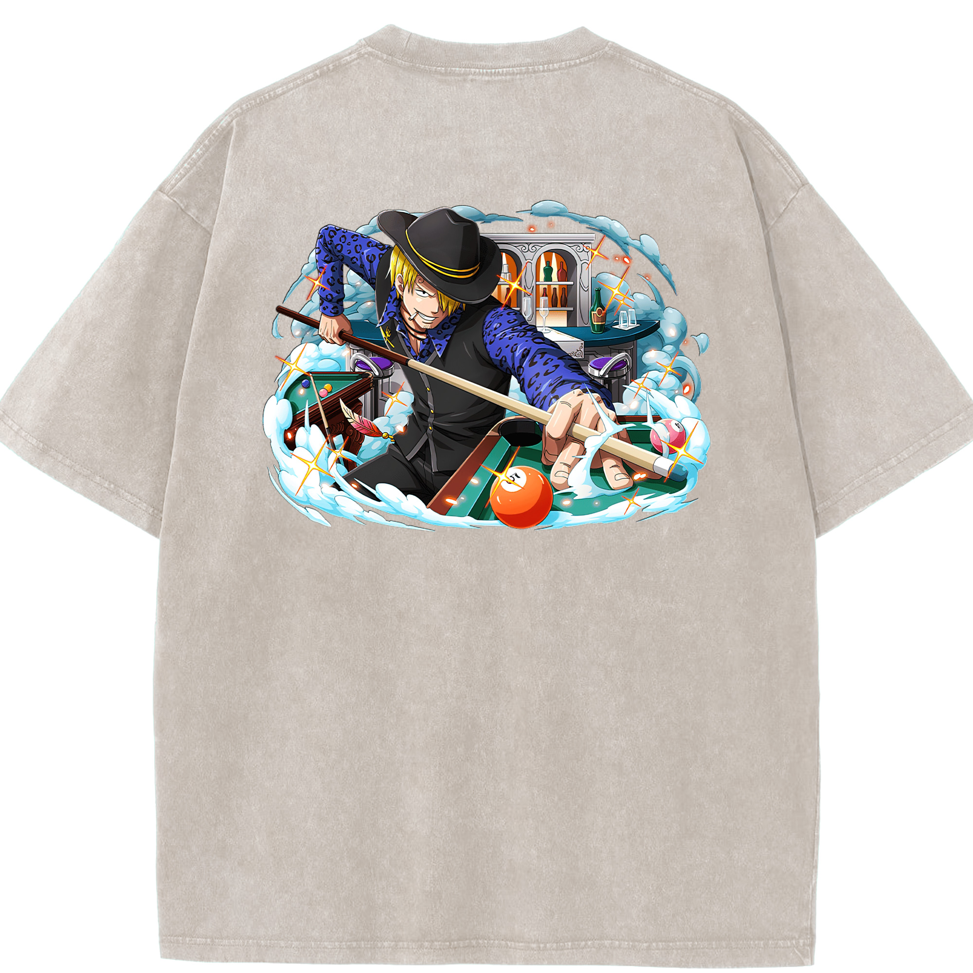ワンピース サンジ ONE PIECE Sanji 綿100% ヴィンテージ風 半袖Tシャツ（背面プリント）