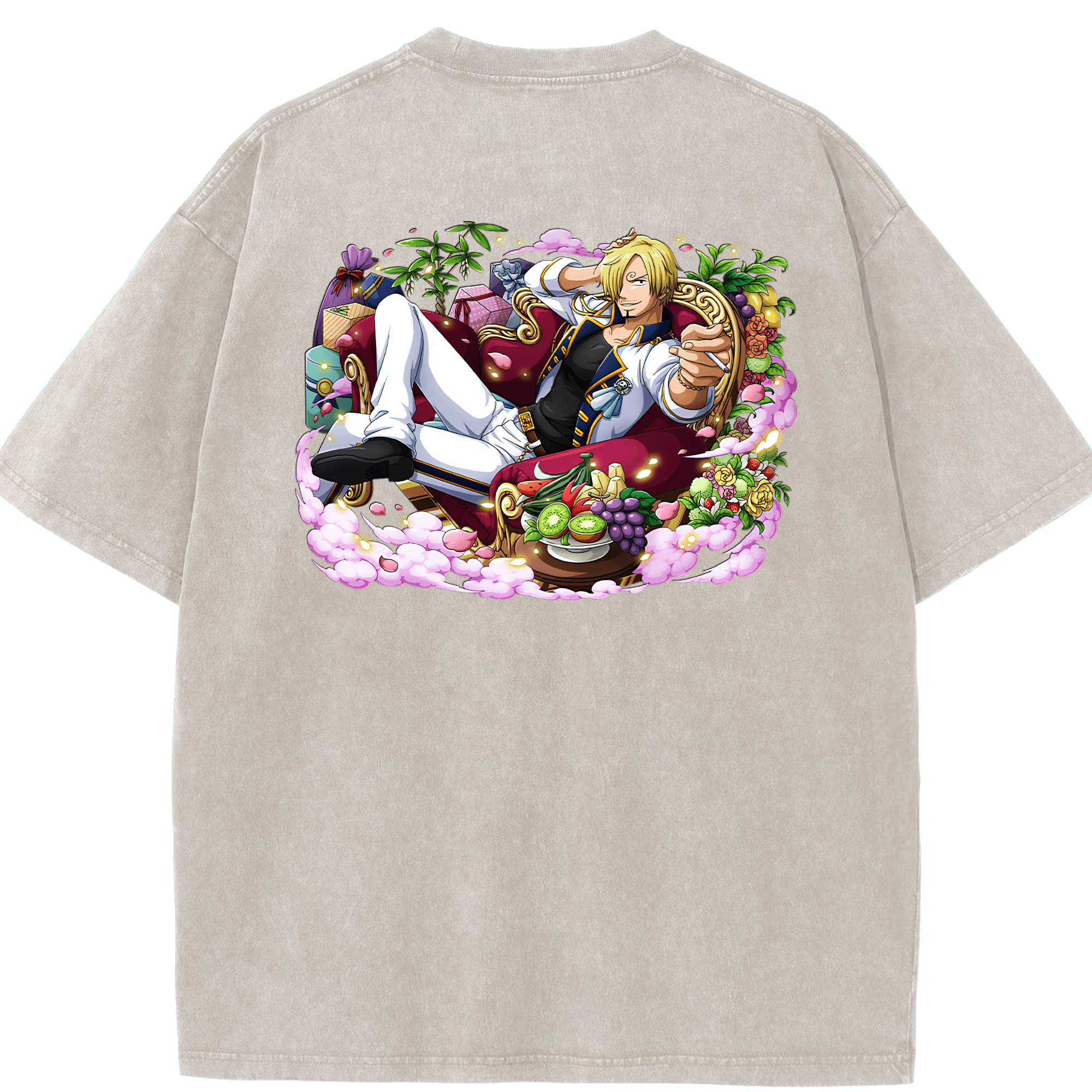 ワンピース サンジ ONE PIECE Sanji 綿100% ヴィンテージ風 半袖Tシャツ（背面プリント）