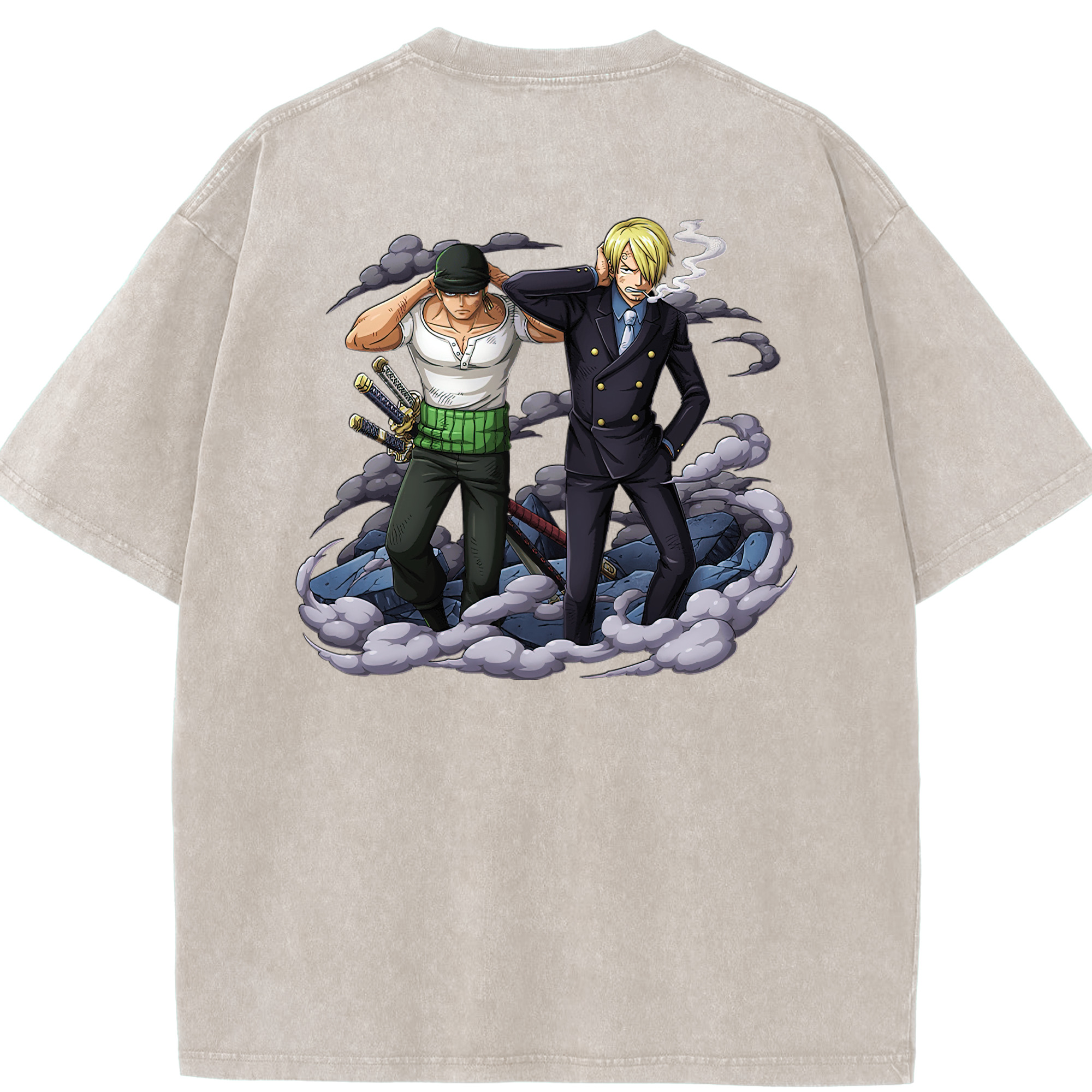 ワンピース サンジ ONE PIECE Sanji 綿100% ヴィンテージ風 半袖Tシャツ（背面プリント）