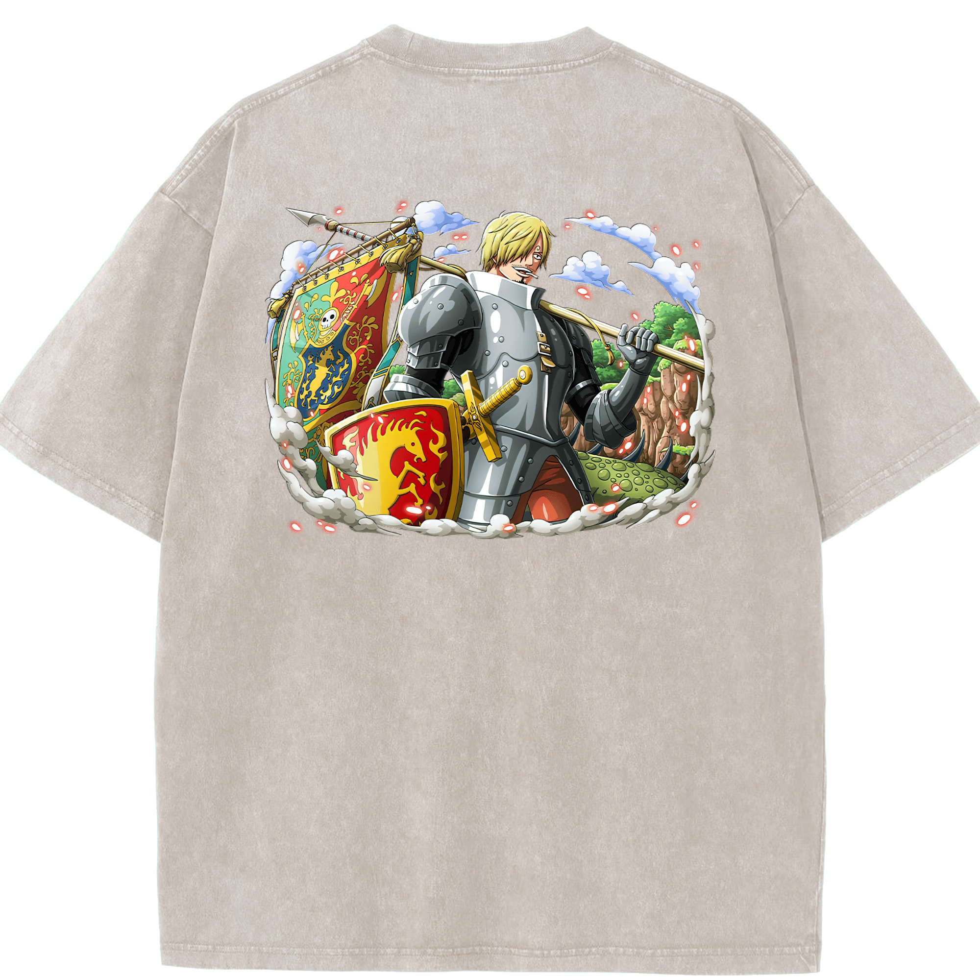 ワンピース サンジ ONE PIECE Sanji 綿100% ヴィンテージ風 半袖Tシャツ（背面プリント）