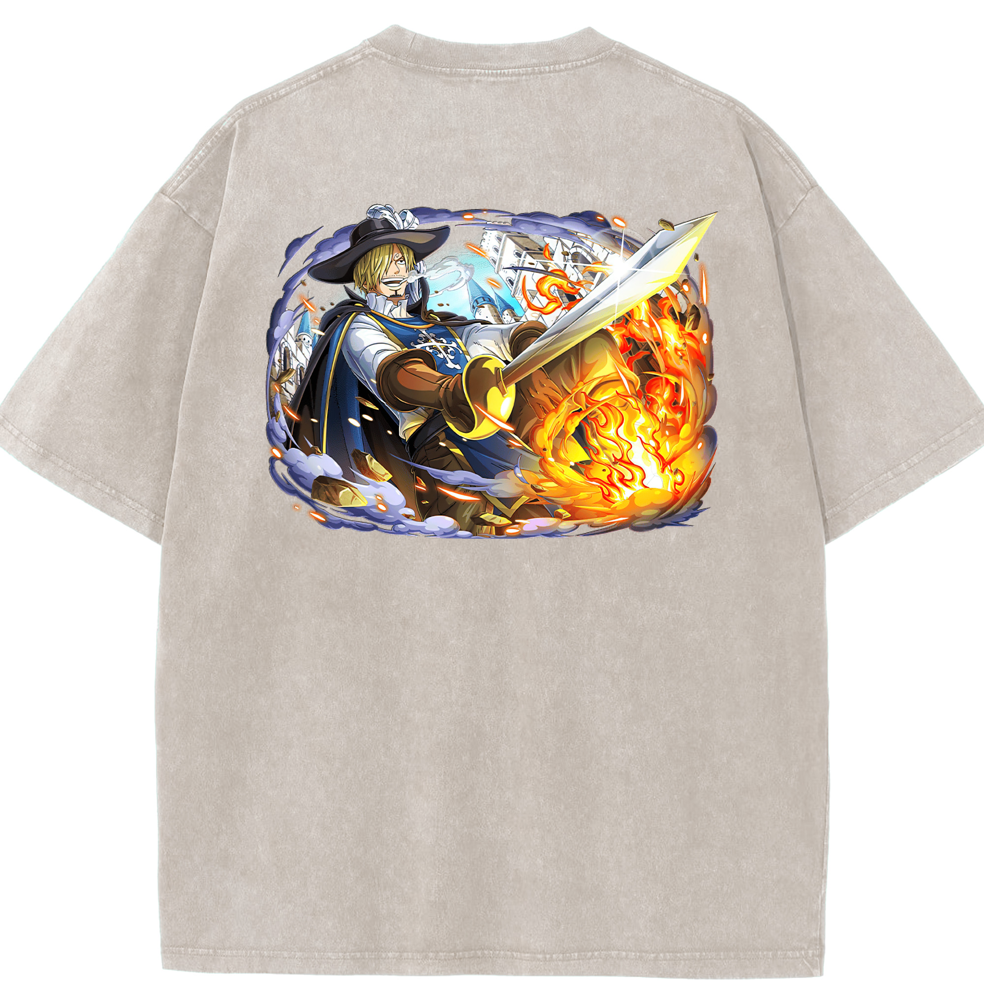 ワンピース サンジ ONE PIECE Sanji 綿100% ヴィンテージ風 半袖Tシャツ（背面プリント）