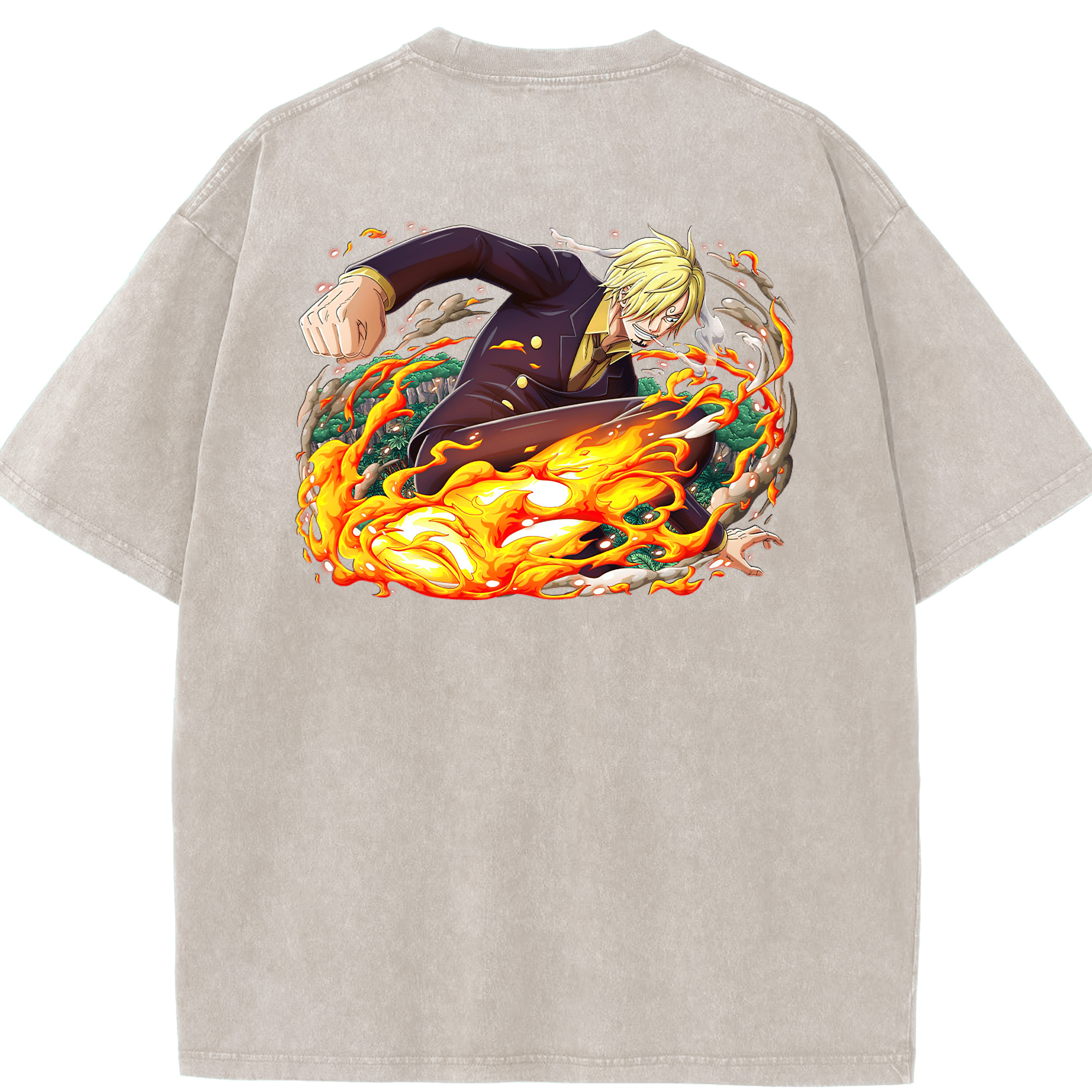 ワンピース サンジ ONE PIECE Sanji 綿100% ヴィンテージ風 半袖Tシャツ（背面プリント）