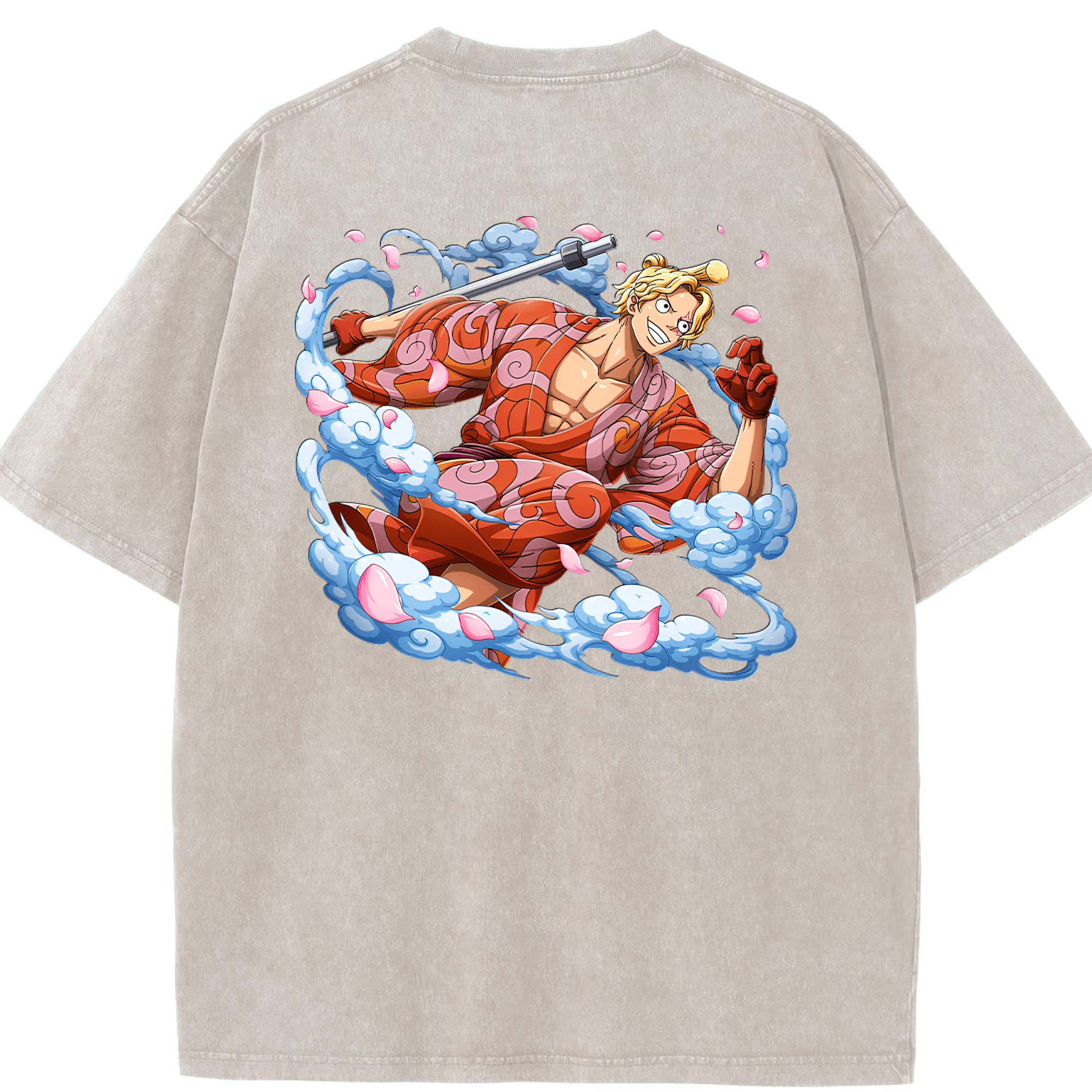 ワンピース サンジ ONE PIECE Sanji 綿100% ヴィンテージ風 半袖Tシャツ（背面プリント）