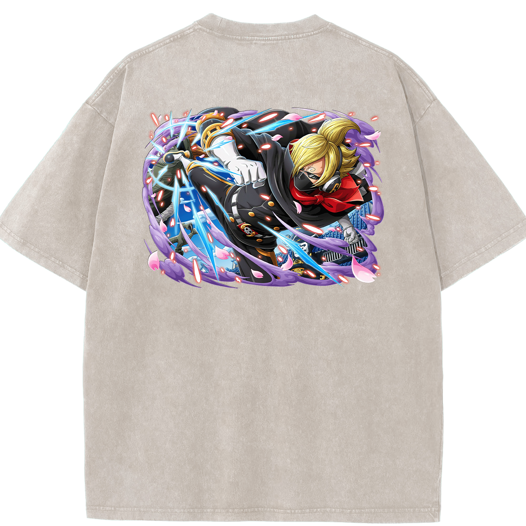 ワンピース サンジ ONE PIECE Sanji 綿100% ヴィンテージ風 半袖Tシャツ（背面プリント）