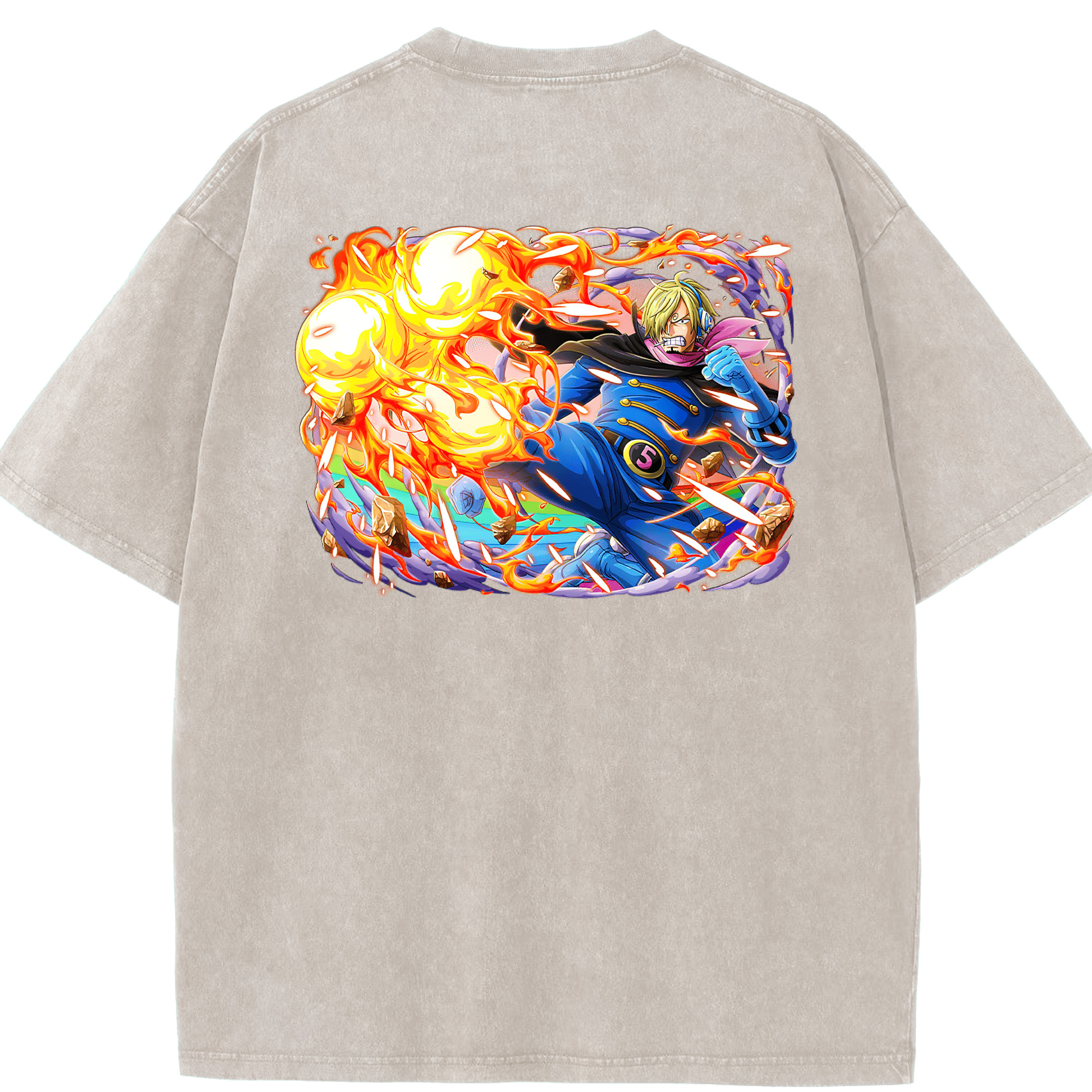 ワンピース サンジ ONE PIECE Sanji 綿100% ヴィンテージ風 半袖Tシャツ（背面プリント）