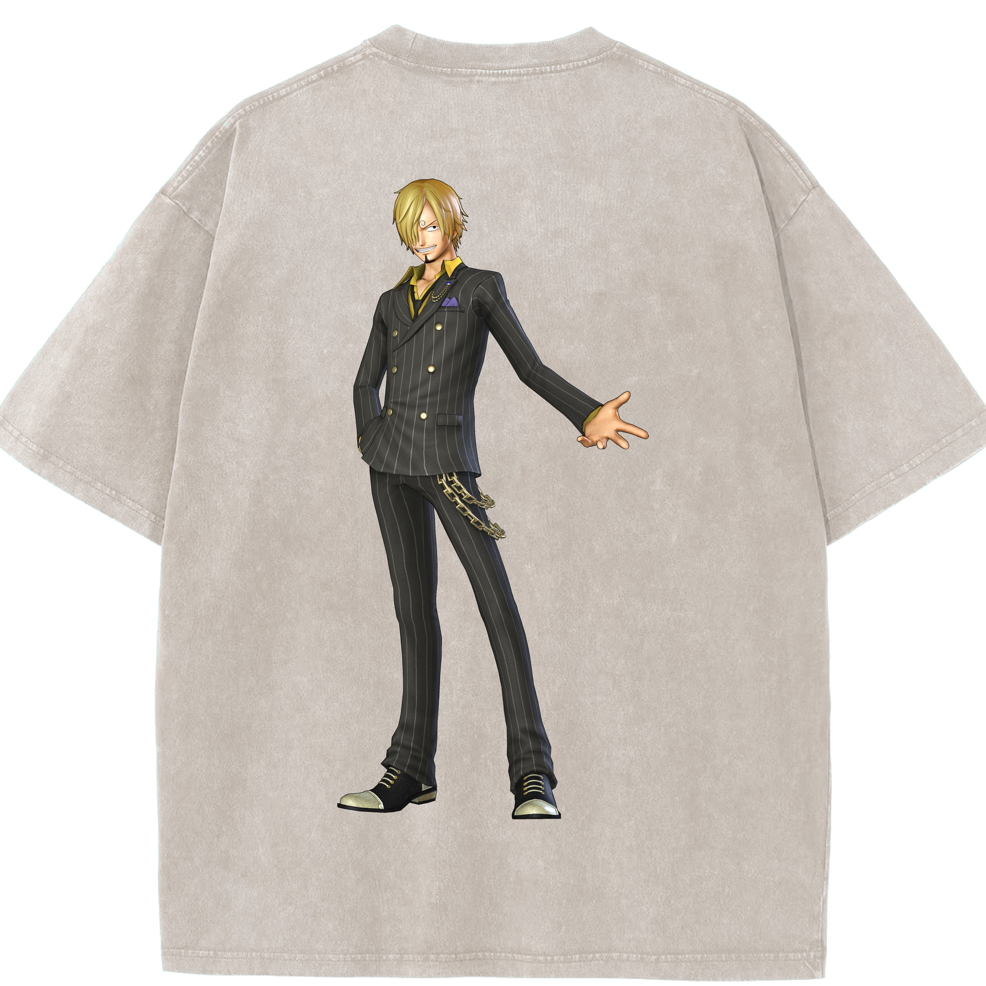 ワンピース サンジ ONE PIECE Sanji 綿100% ヴィンテージ風 半袖Tシャツ（背面プリント）