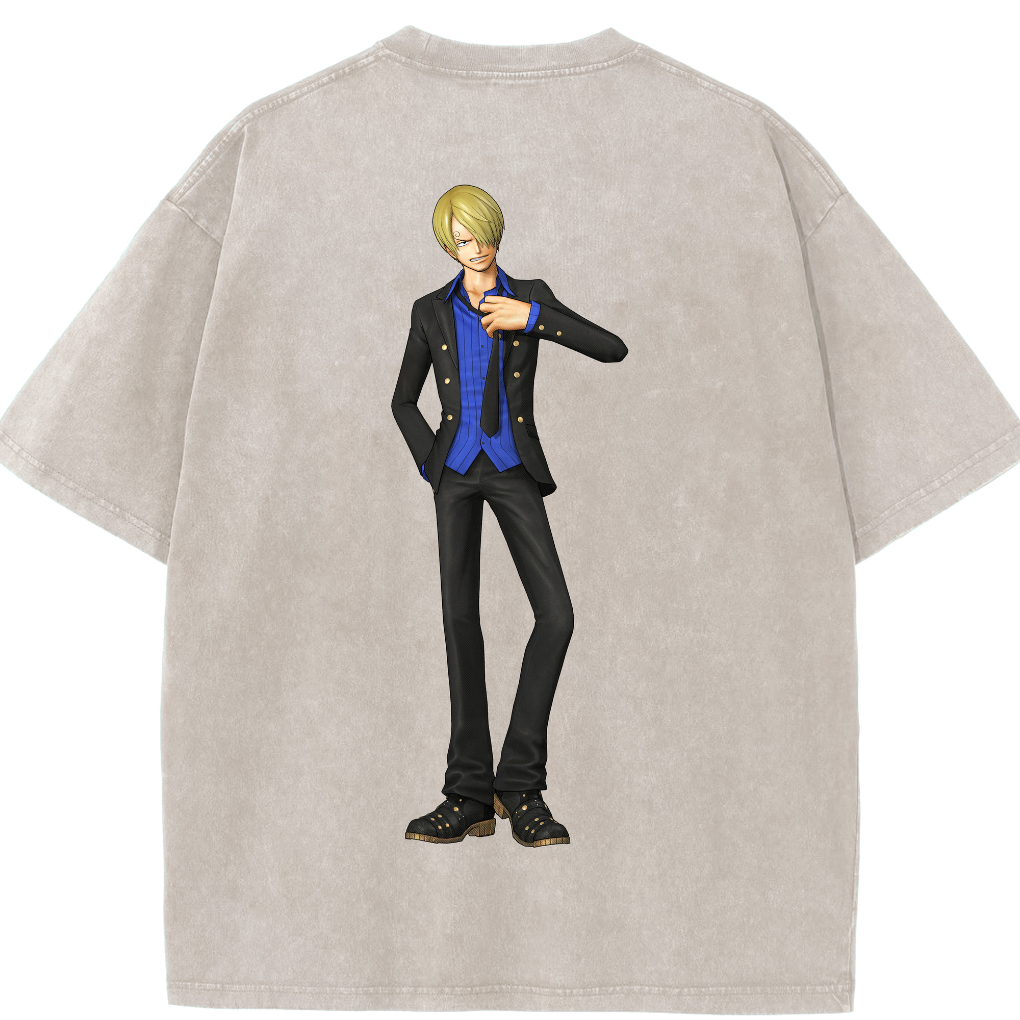 ワンピース サンジ ONE PIECE Sanji 綿100% ヴィンテージ風 半袖Tシャツ（背面プリント）