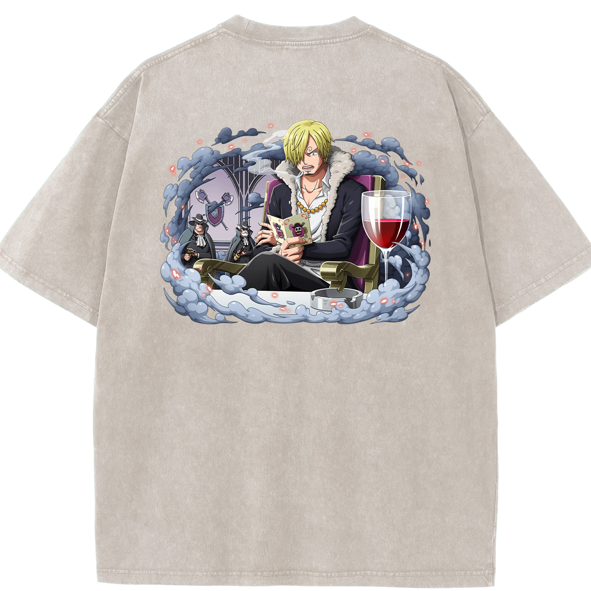 ワンピース サンジ ONE PIECE Sanji 綿100% ヴィンテージ風 半袖Tシャツ（背面プリント）