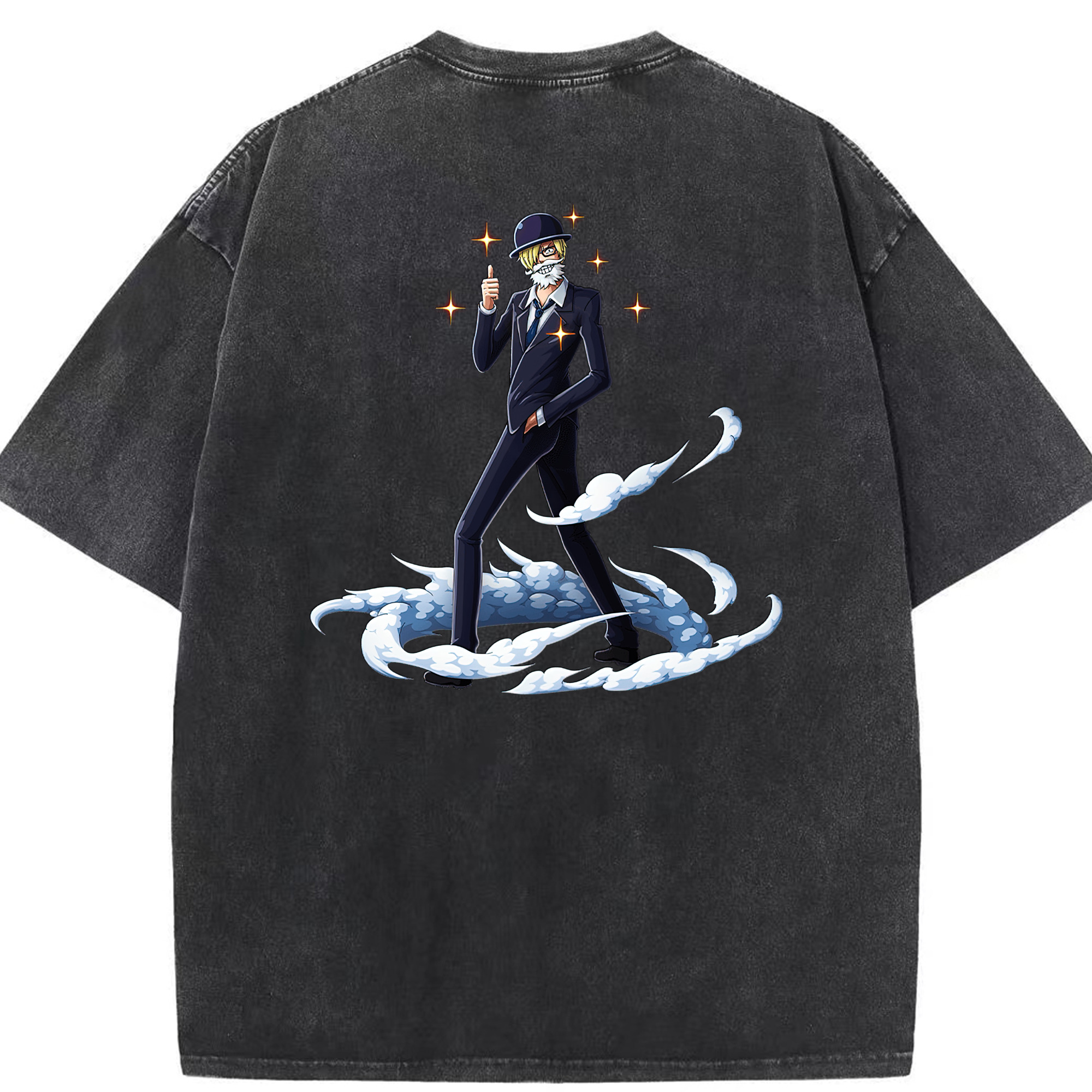 （画像用） ワンピース サンジ ONE PIECE Sanji 綿100% ヴィンテージ風 半袖Tシャツ（背面プリント）