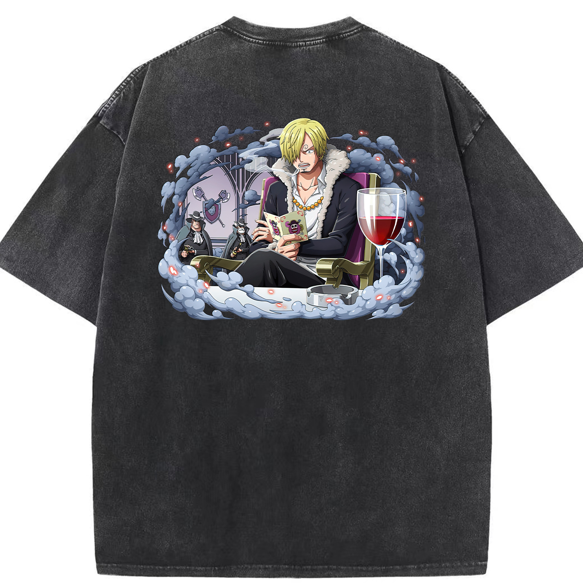 （画像用） ワンピース サンジ ONE PIECE Sanji 綿100% ヴィンテージ風 半袖Tシャツ（背面プリント）