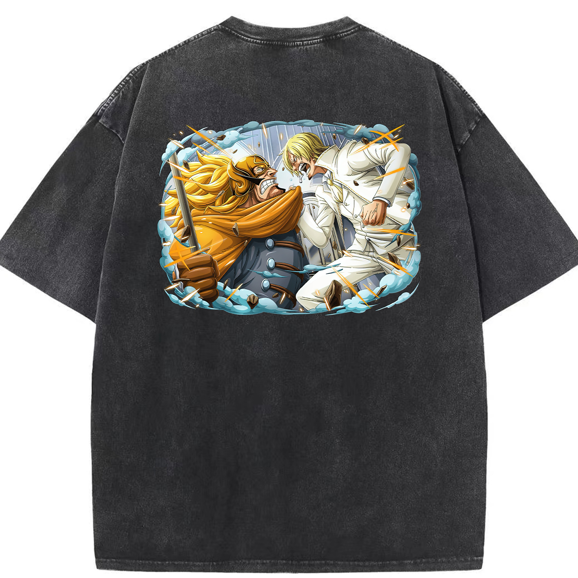 （画像用） ワンピース サンジ ONE PIECE Sanji 綿100% ヴィンテージ風 半袖Tシャツ（背面プリント）