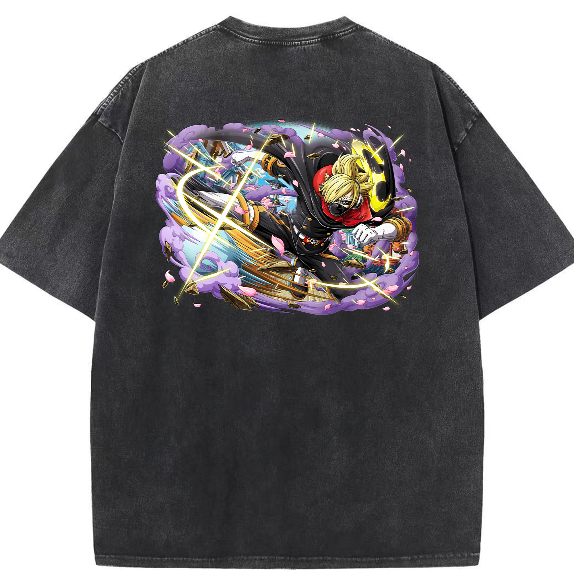 （画像用） ワンピース サンジ ONE PIECE Sanji 綿100% ヴィンテージ風 半袖Tシャツ（背面プリント）