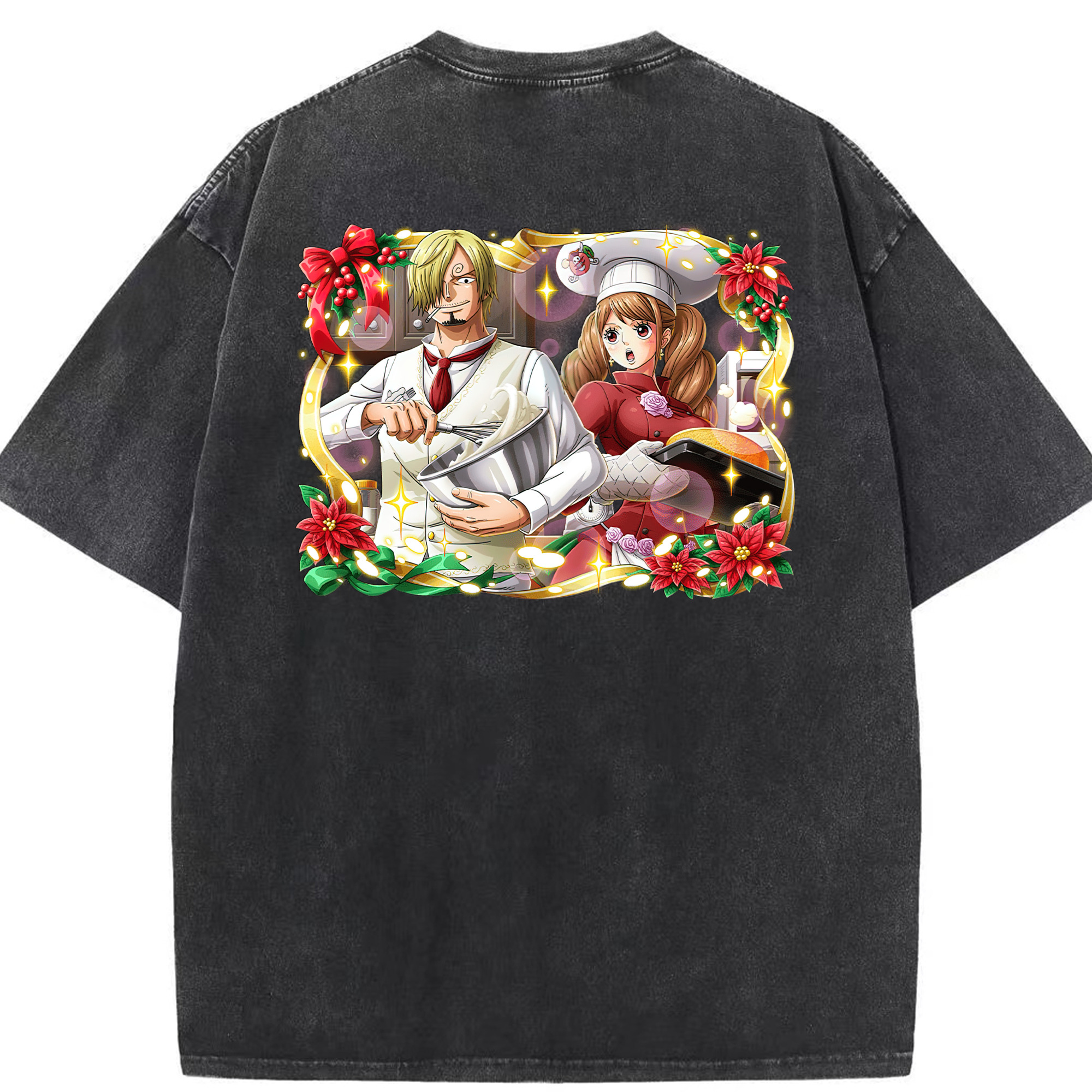 （画像用） ワンピース サンジ ONE PIECE Sanji 綿100% ヴィンテージ風 半袖Tシャツ（背面プリント）
