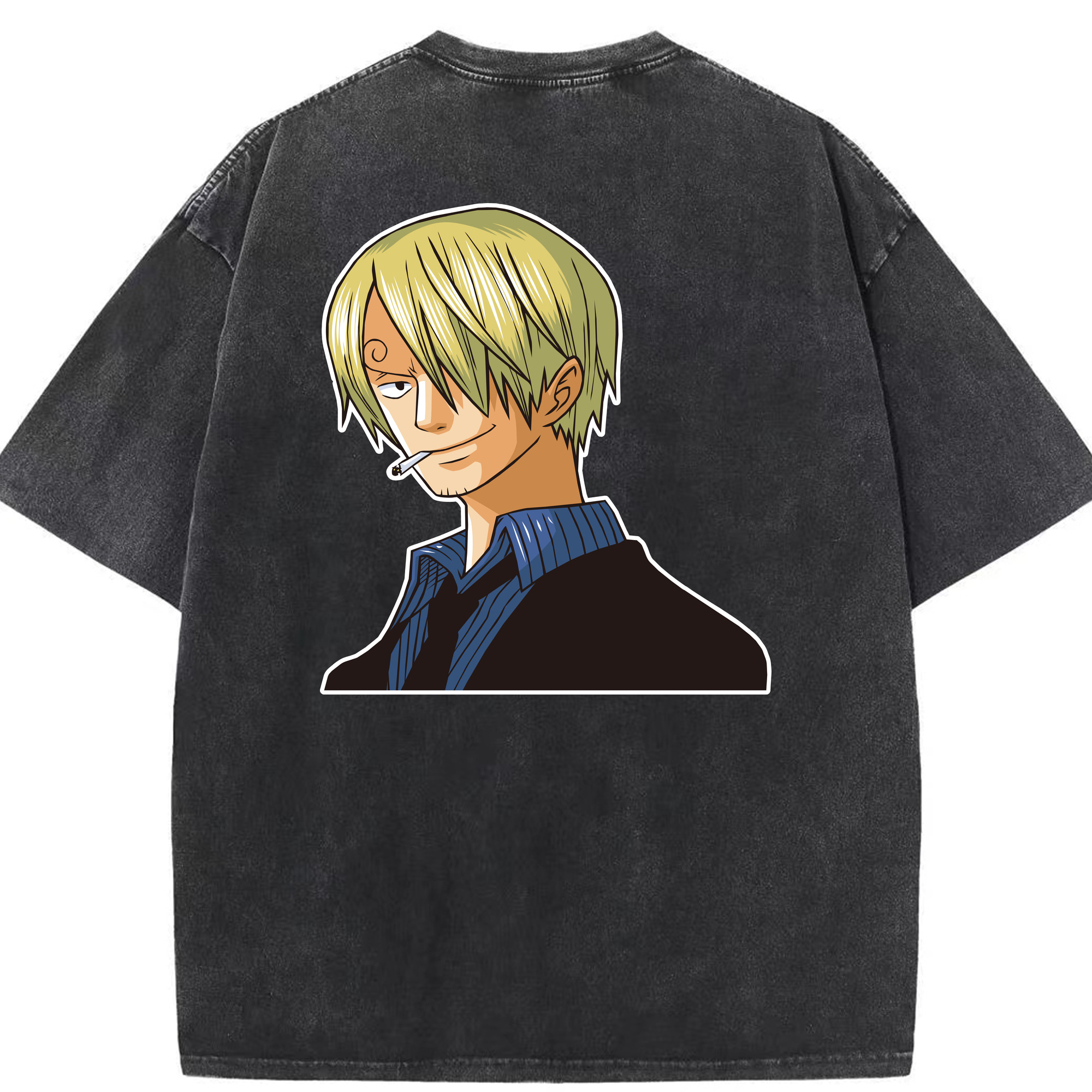 （画像用） ワンピース サンジ ONE PIECE Sanji 綿100% ヴィンテージ風 半袖Tシャツ（背面プリント）