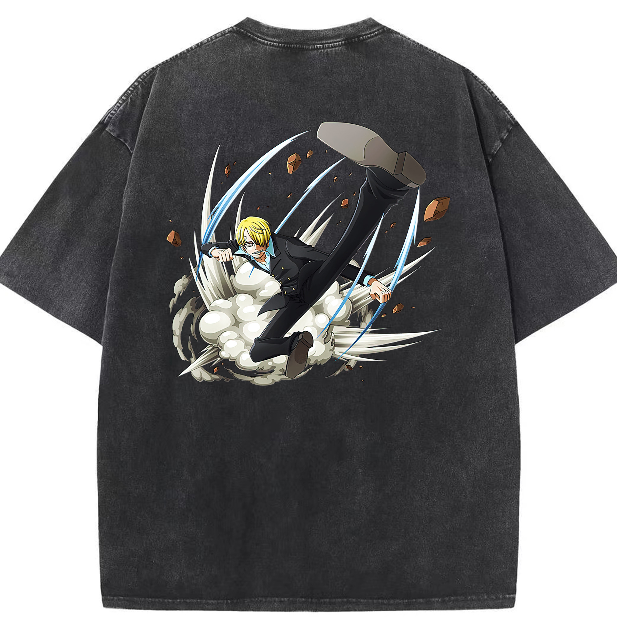 （画像用） ワンピース サンジ ONE PIECE Sanji 綿100% ヴィンテージ風 半袖Tシャツ（背面プリント）