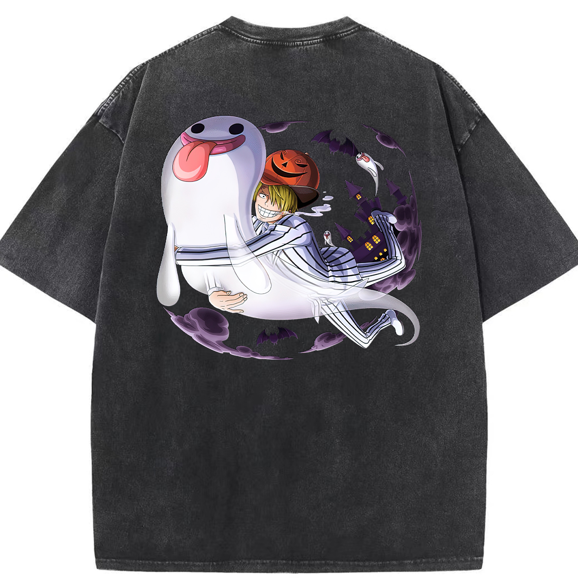 （画像用） ワンピース サンジ ONE PIECE Sanji 綿100% ヴィンテージ風 半袖Tシャツ（背面プリント）