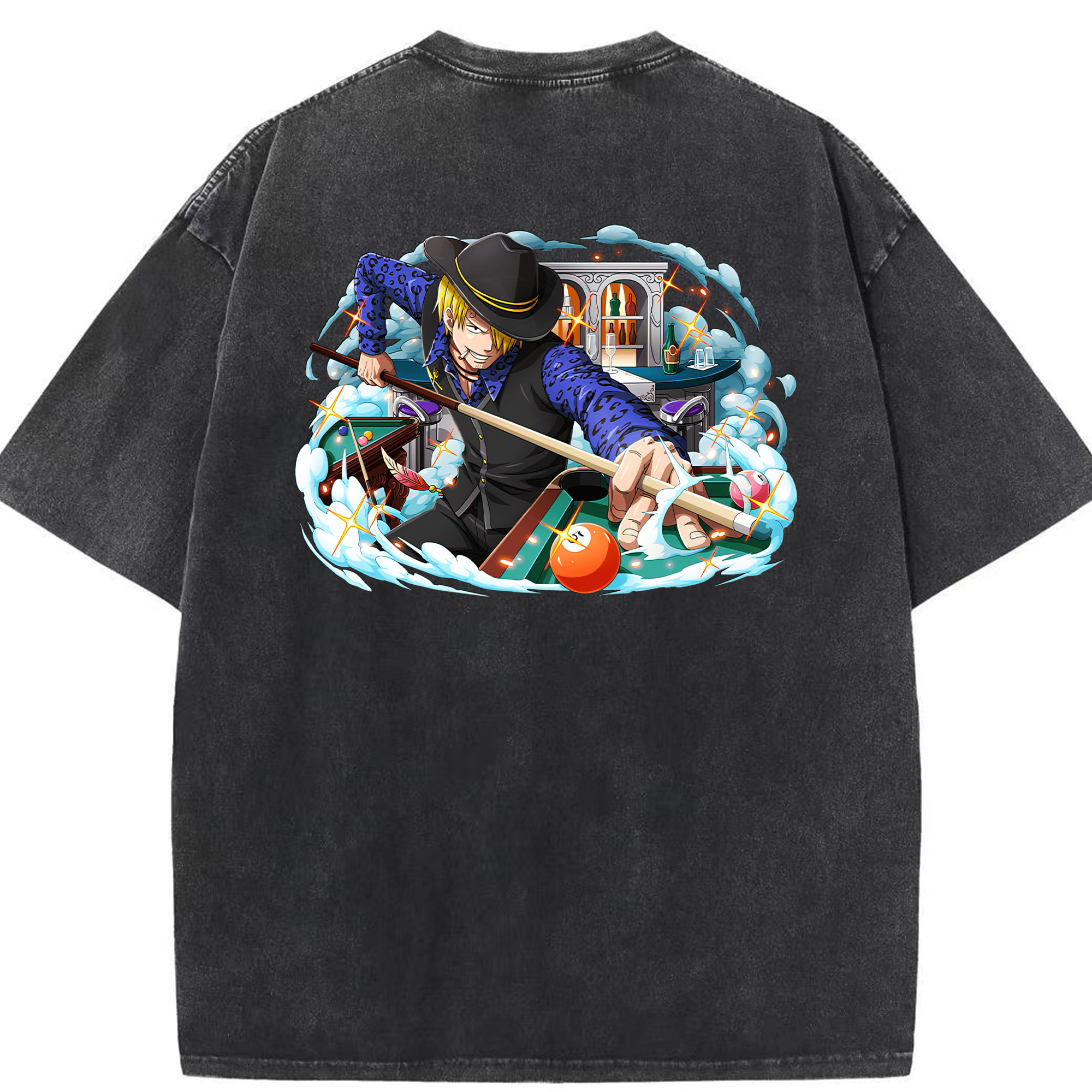 （画像用） ワンピース サンジ ONE PIECE Sanji 綿100% ヴィンテージ風 半袖Tシャツ（背面プリント）