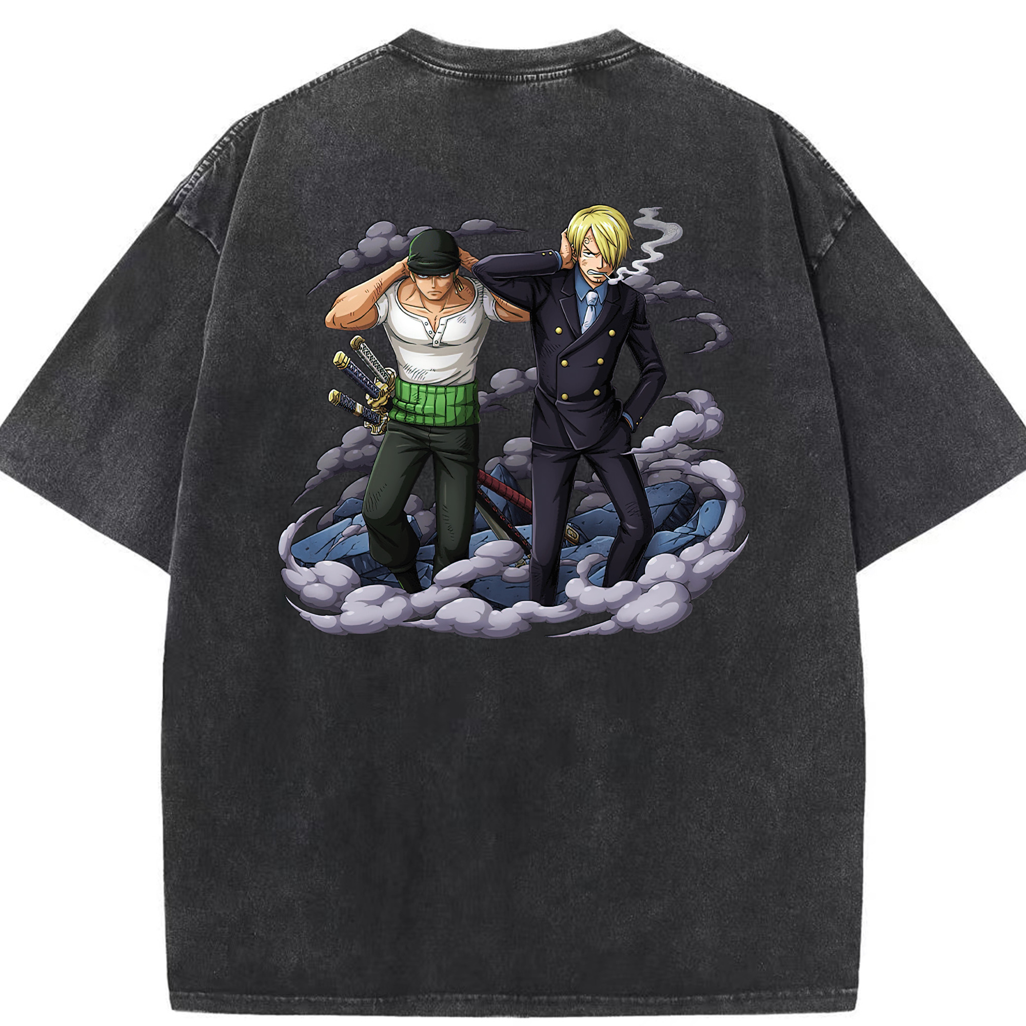 （画像用） ワンピース サンジ ONE PIECE Sanji 綿100% ヴィンテージ風 半袖Tシャツ（背面プリント）