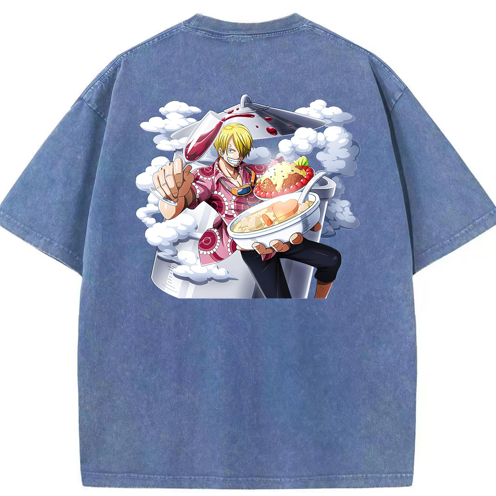 ワンピース サンジ ONE PIECE Sanji 綿100% ヴィンテージ風 半袖Tシャツ（背面プリント）