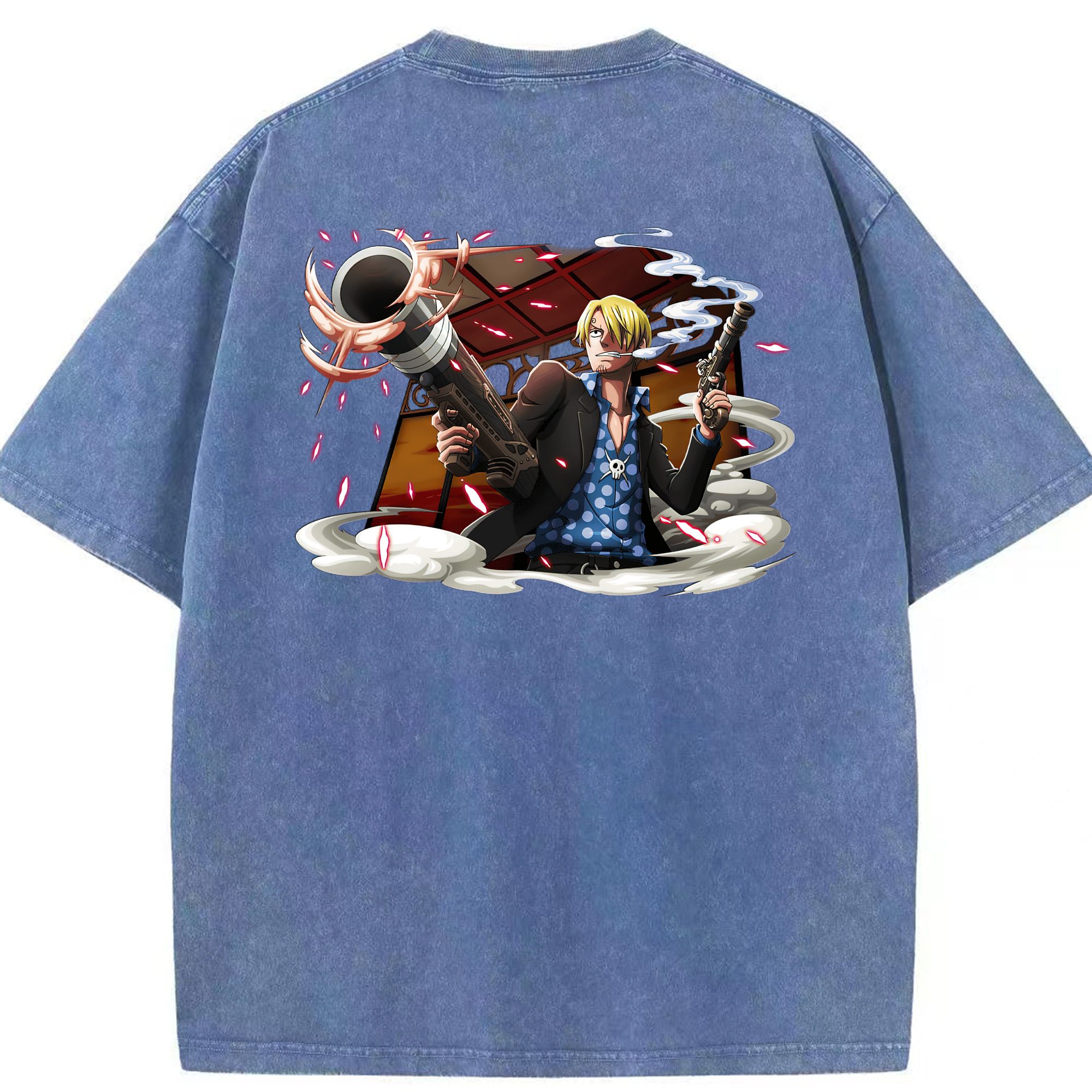 ワンピース サンジ ONE PIECE Sanji 綿100% ヴィンテージ風 半袖Tシャツ（背面プリント）