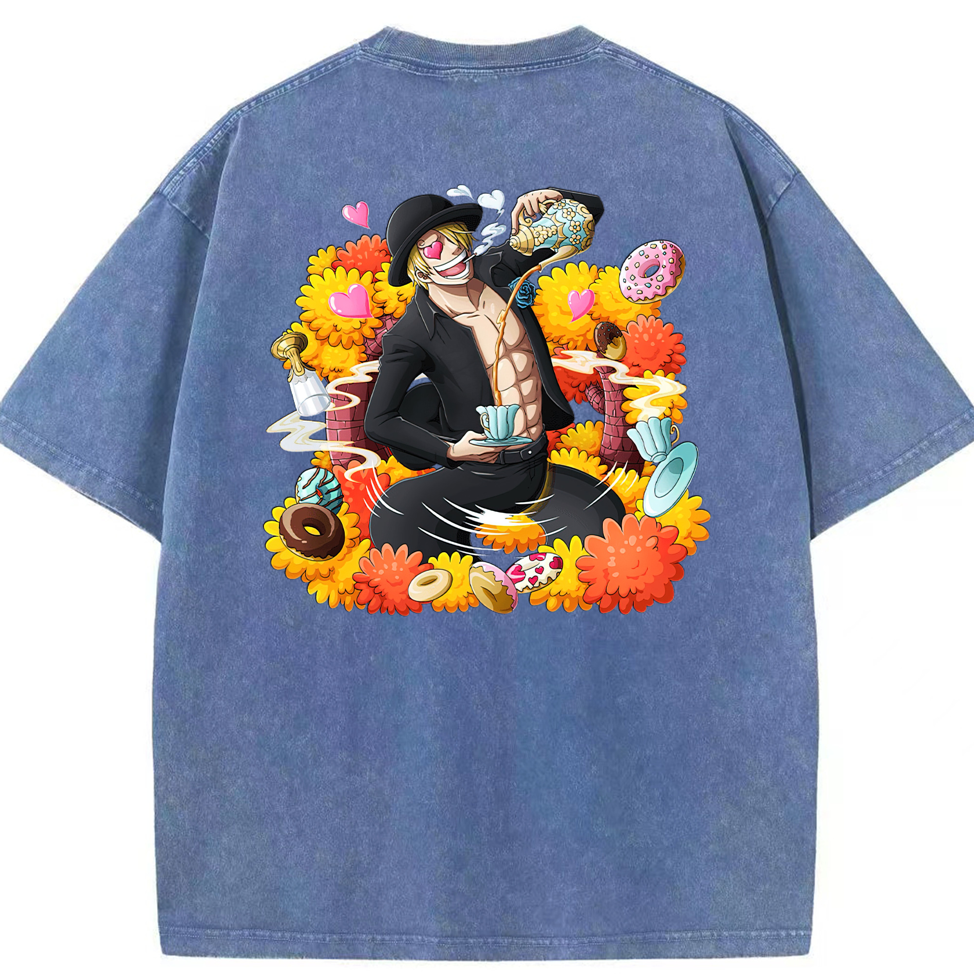 ワンピース サンジ ONE PIECE Sanji 綿100% ヴィンテージ風 半袖Tシャツ（背面プリント）