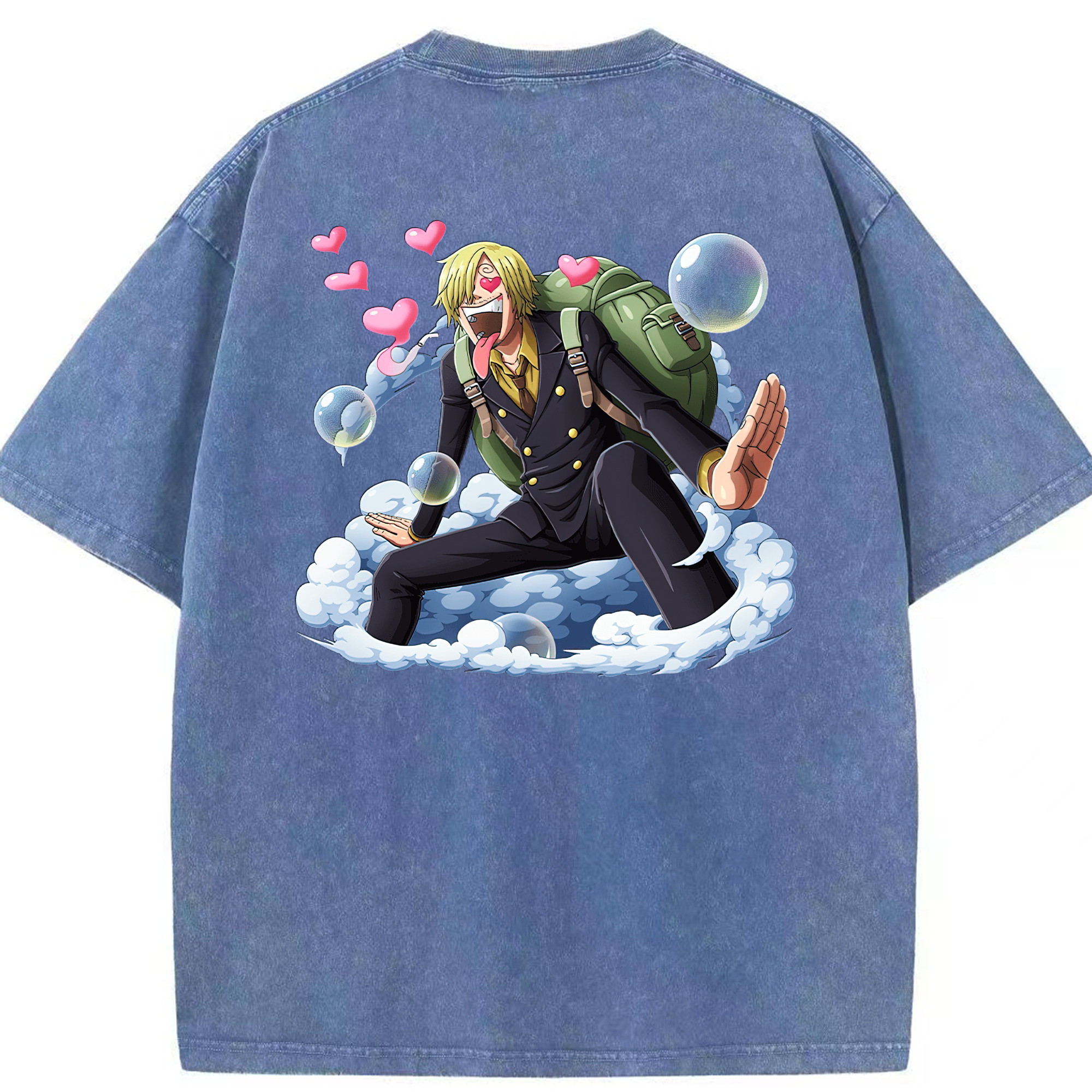 ワンピース サンジ ONE PIECE Sanji 綿100% ヴィンテージ風 半袖Tシャツ（背面プリント）