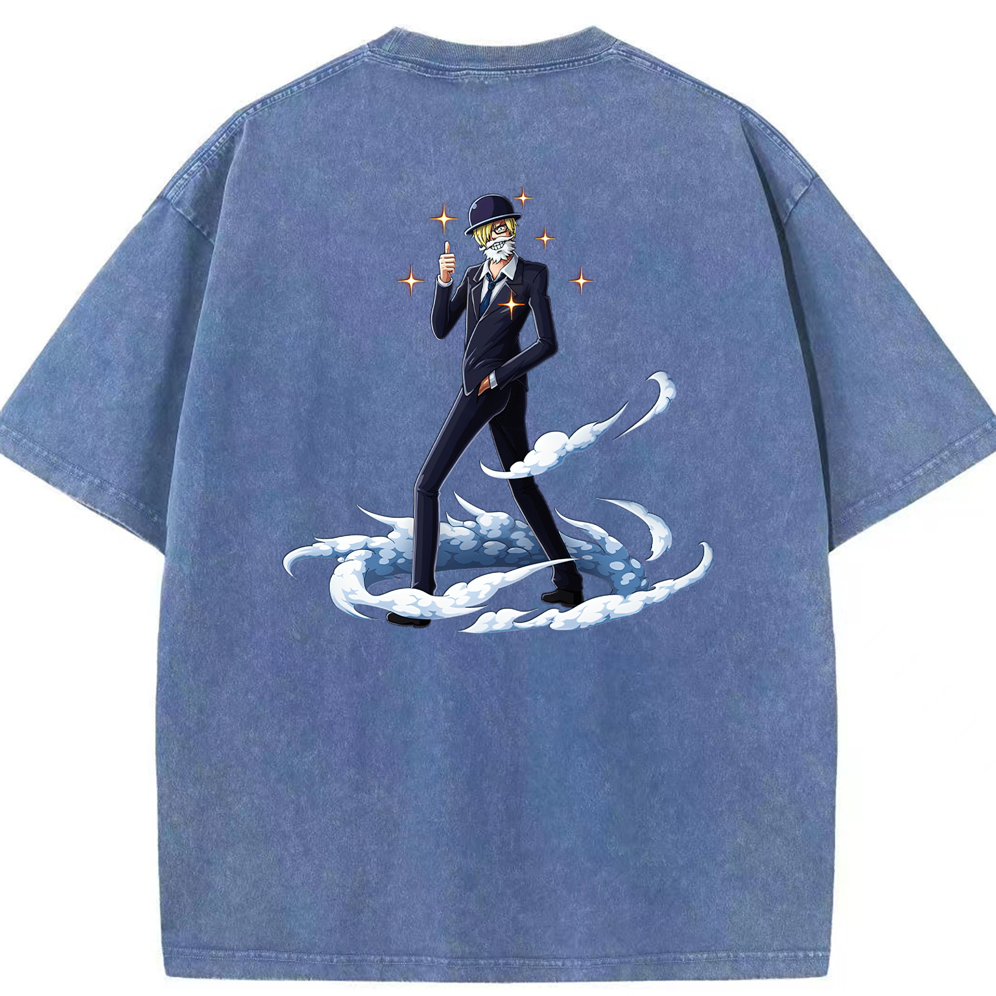 ワンピース サンジ ONE PIECE Sanji 綿100% ヴィンテージ風 半袖Tシャツ（背面プリント）