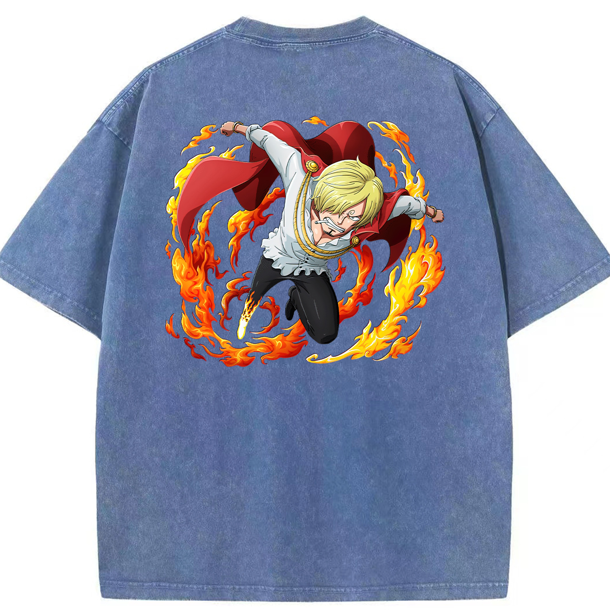 ワンピース サンジ ONE PIECE Sanji 綿100% ヴィンテージ風 半袖Tシャツ（背面プリント）