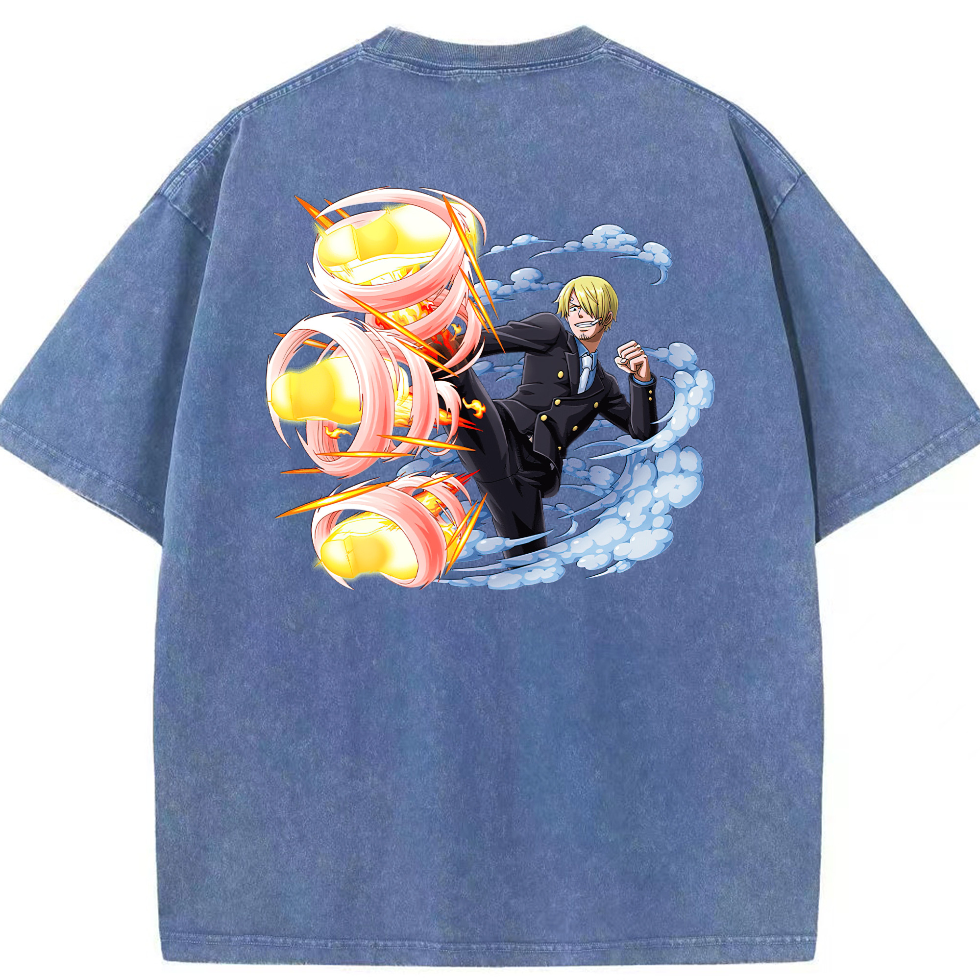 ワンピース サンジ ONE PIECE Sanji 綿100% ヴィンテージ風 半袖Tシャツ（背面プリント）