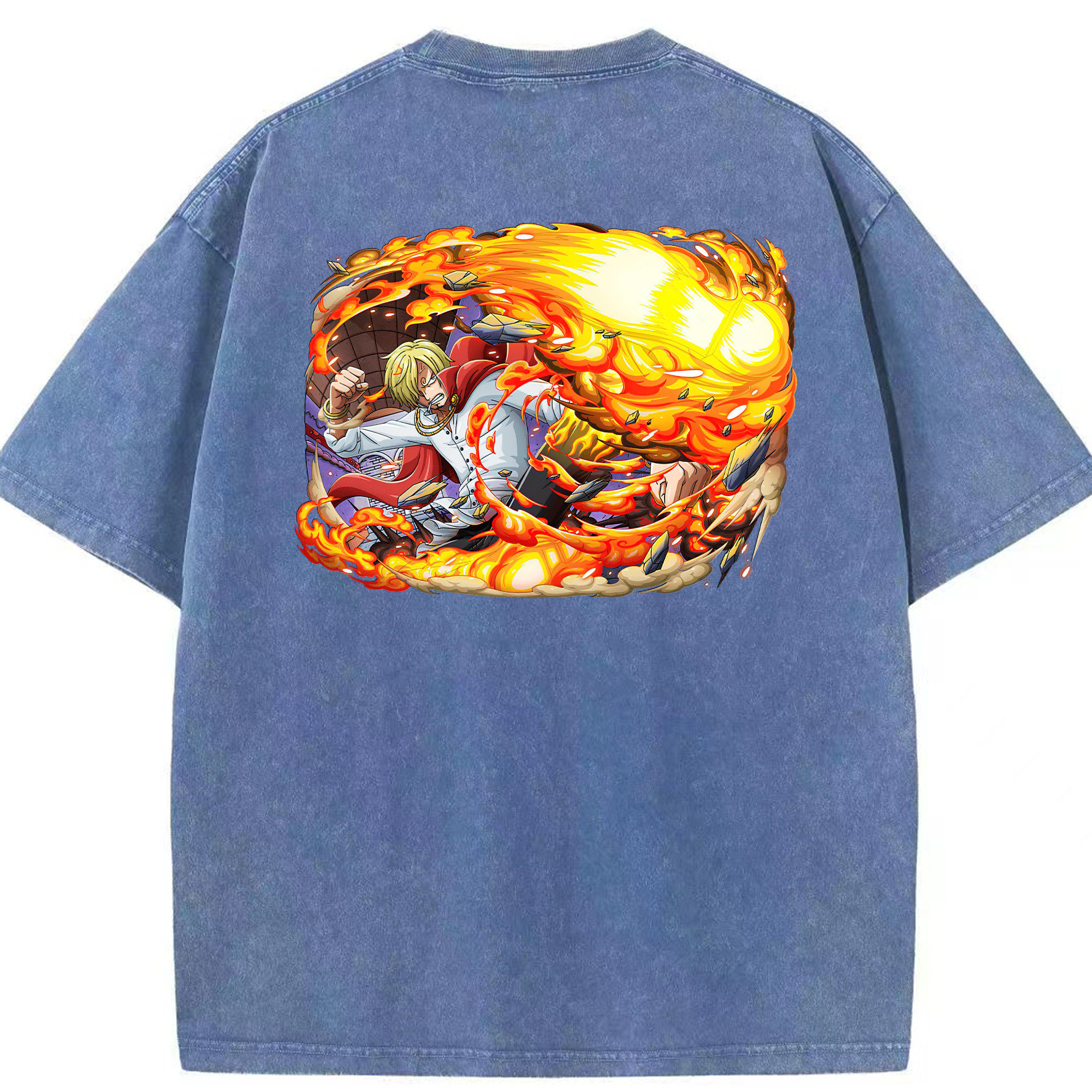 ワンピース サンジ ONE PIECE Sanji 綿100% ヴィンテージ風 半袖Tシャツ（背面プリント）