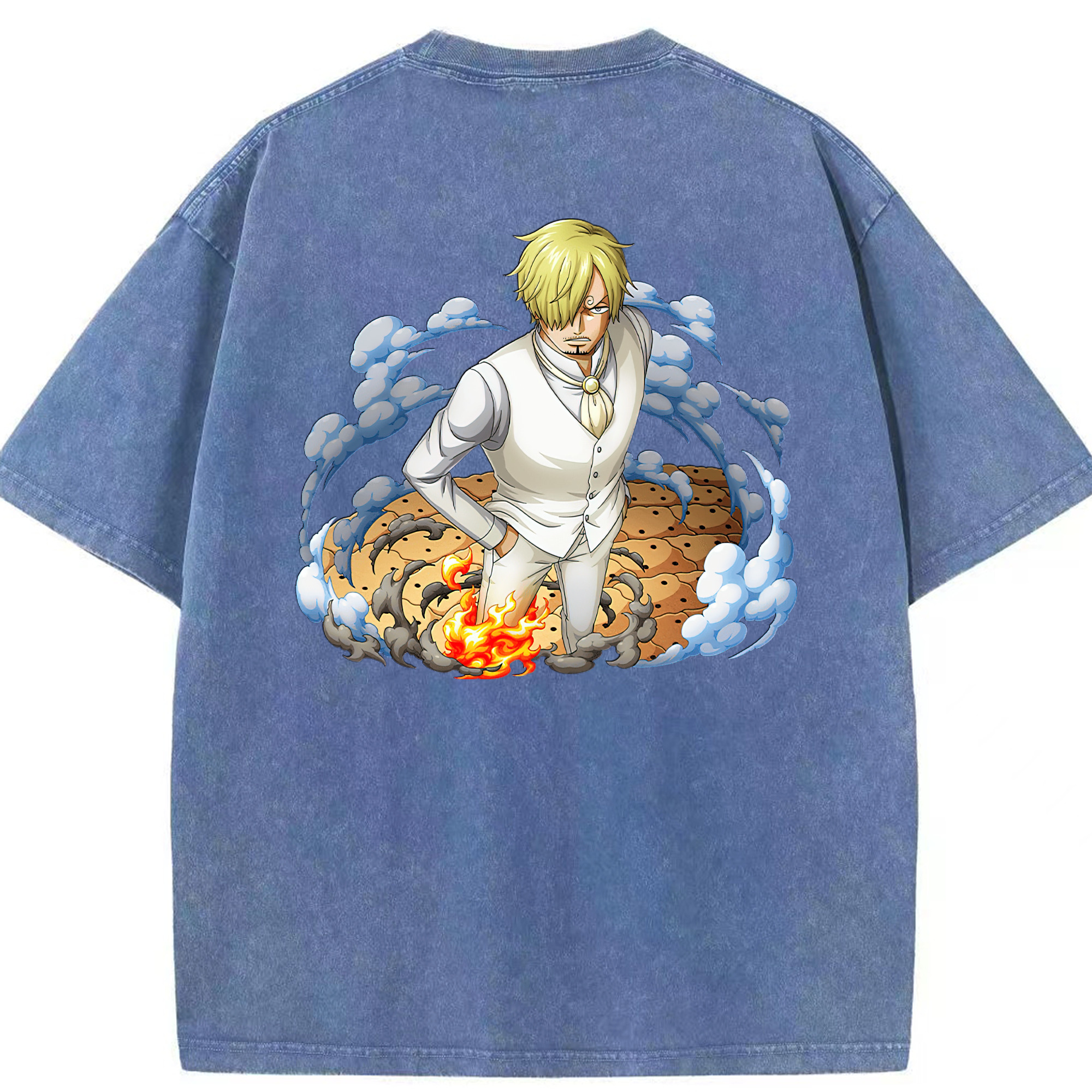ワンピース サンジ ONE PIECE Sanji 綿100% ヴィンテージ風 半袖Tシャツ（背面プリント）
