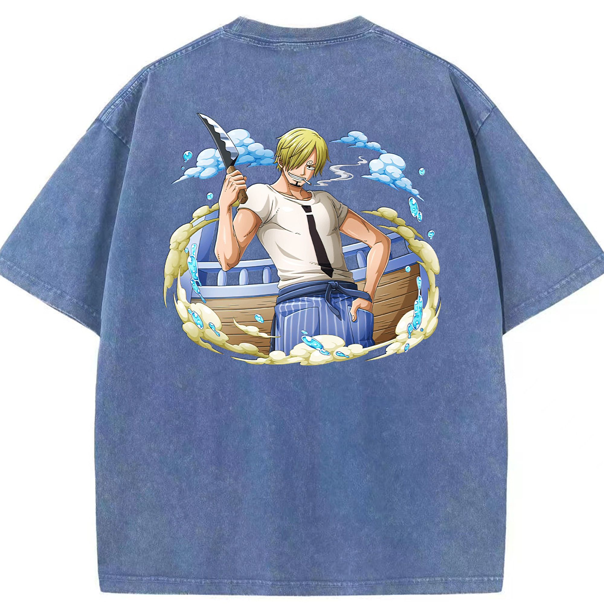 ワンピース サンジ ONE PIECE Sanji 綿100% ヴィンテージ風 半袖Tシャツ（背面プリント）