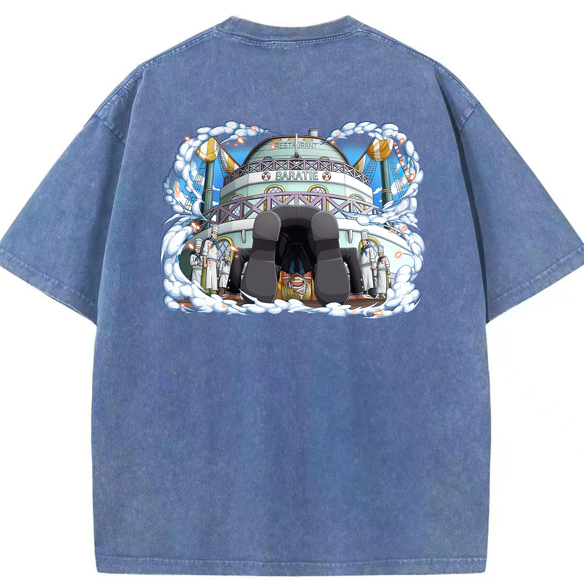ワンピース サンジ ONE PIECE Sanji 綿100% ヴィンテージ風 半袖Tシャツ（背面プリント）