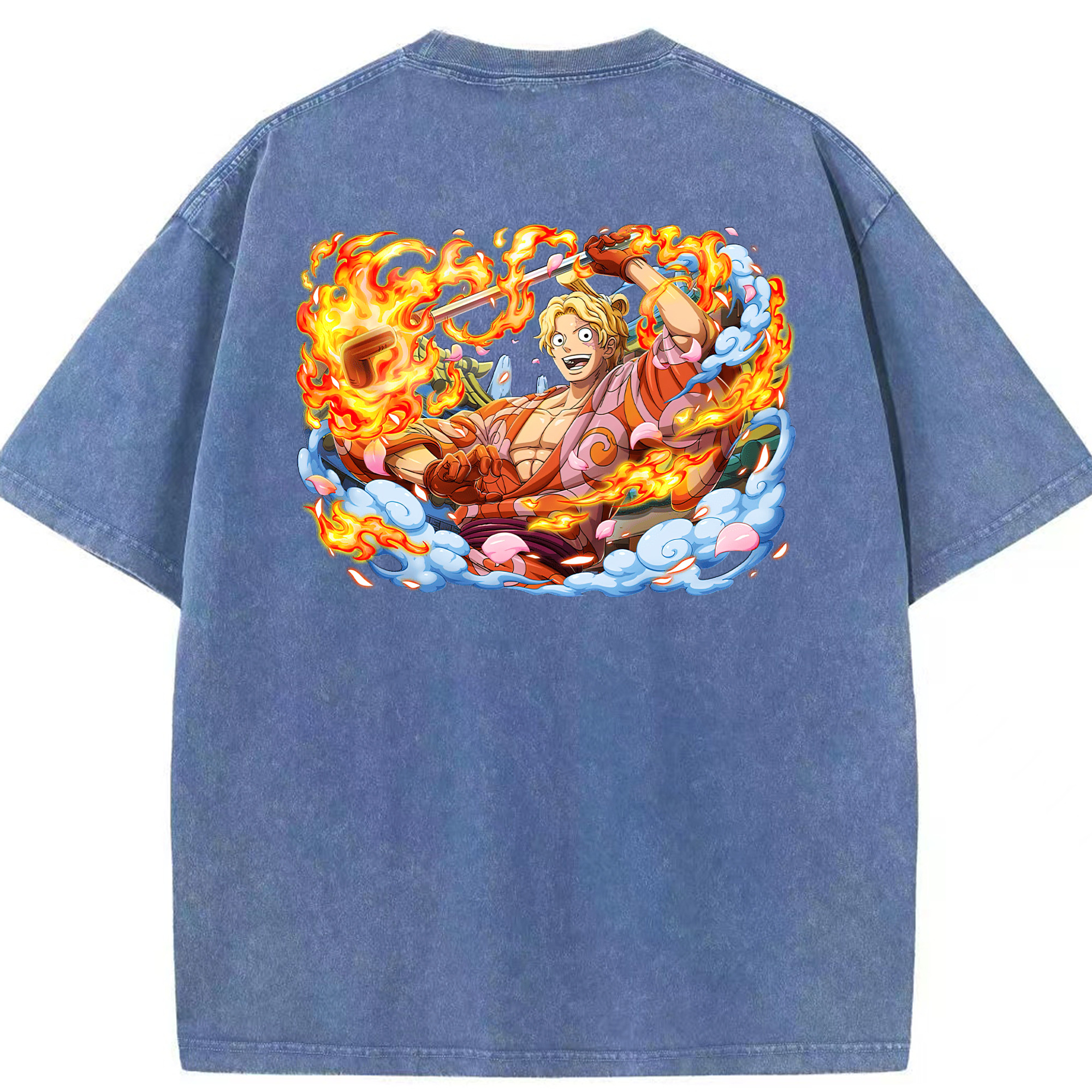 ワンピース サンジ ONE PIECE Sanji 綿100% ヴィンテージ風 半袖Tシャツ（背面プリント）