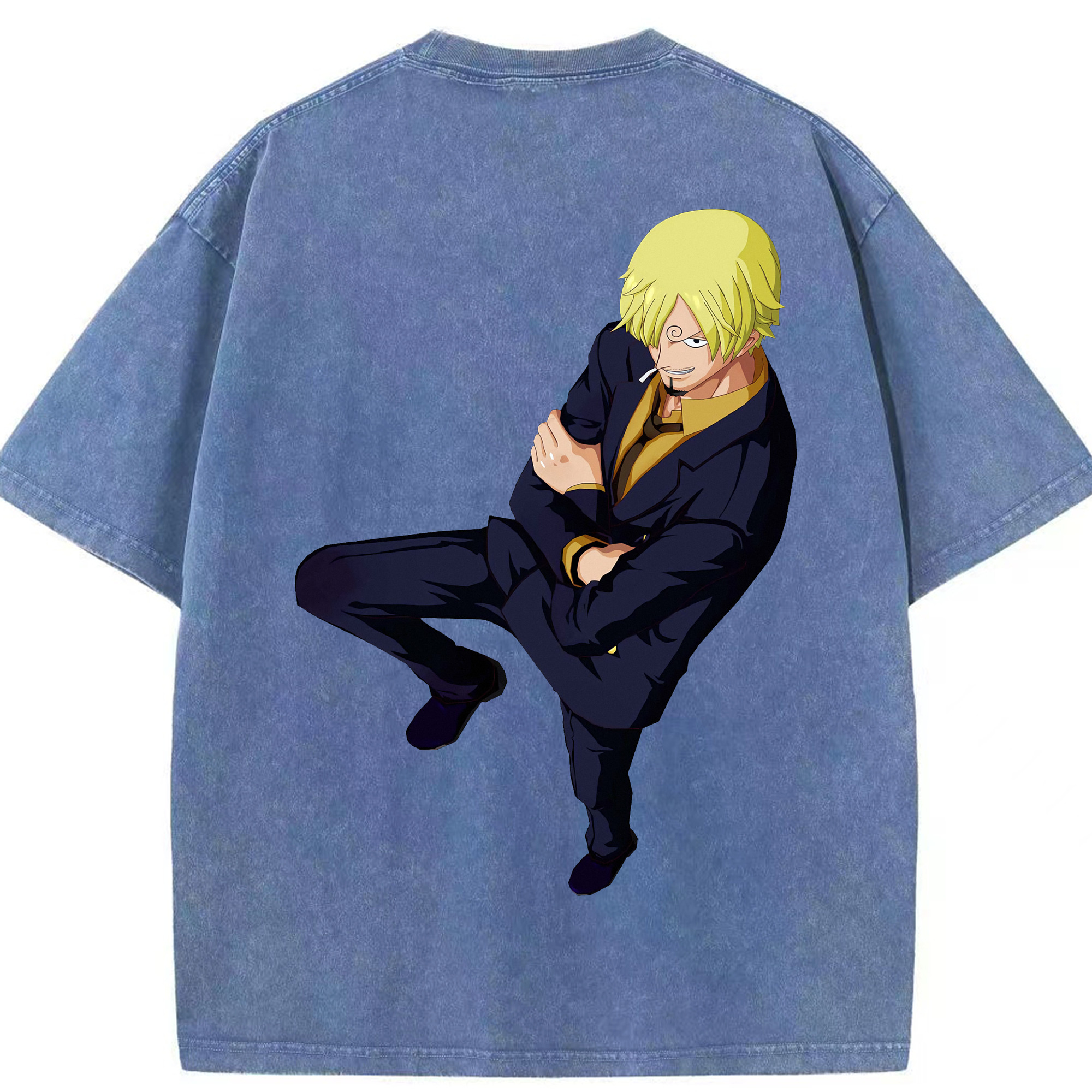 ワンピース サンジ ONE PIECE Sanji 綿100% ヴィンテージ風 半袖Tシャツ（背面プリント）