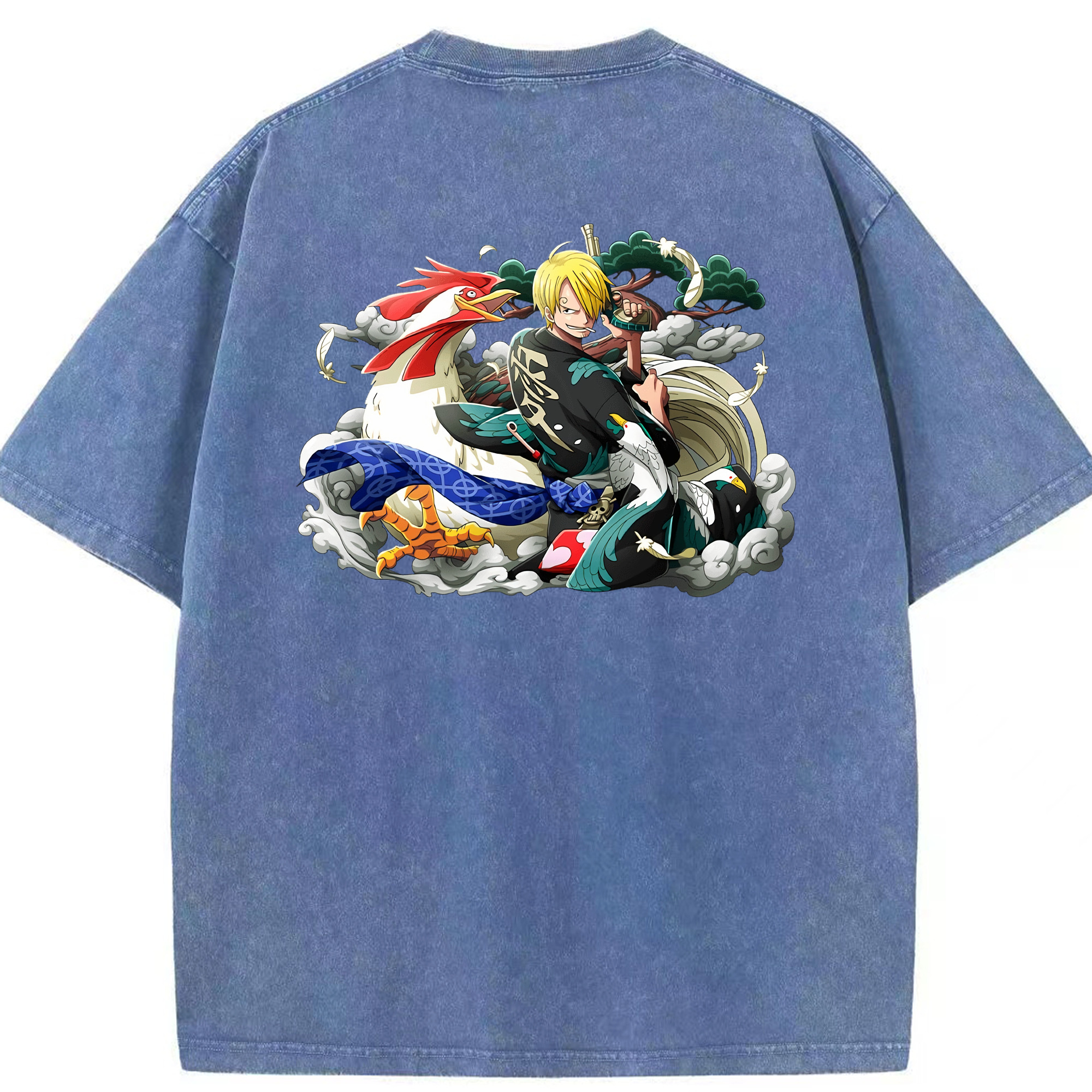 ワンピース サンジ ONE PIECE Sanji 綿100% ヴィンテージ風 半袖Tシャツ（背面プリント）