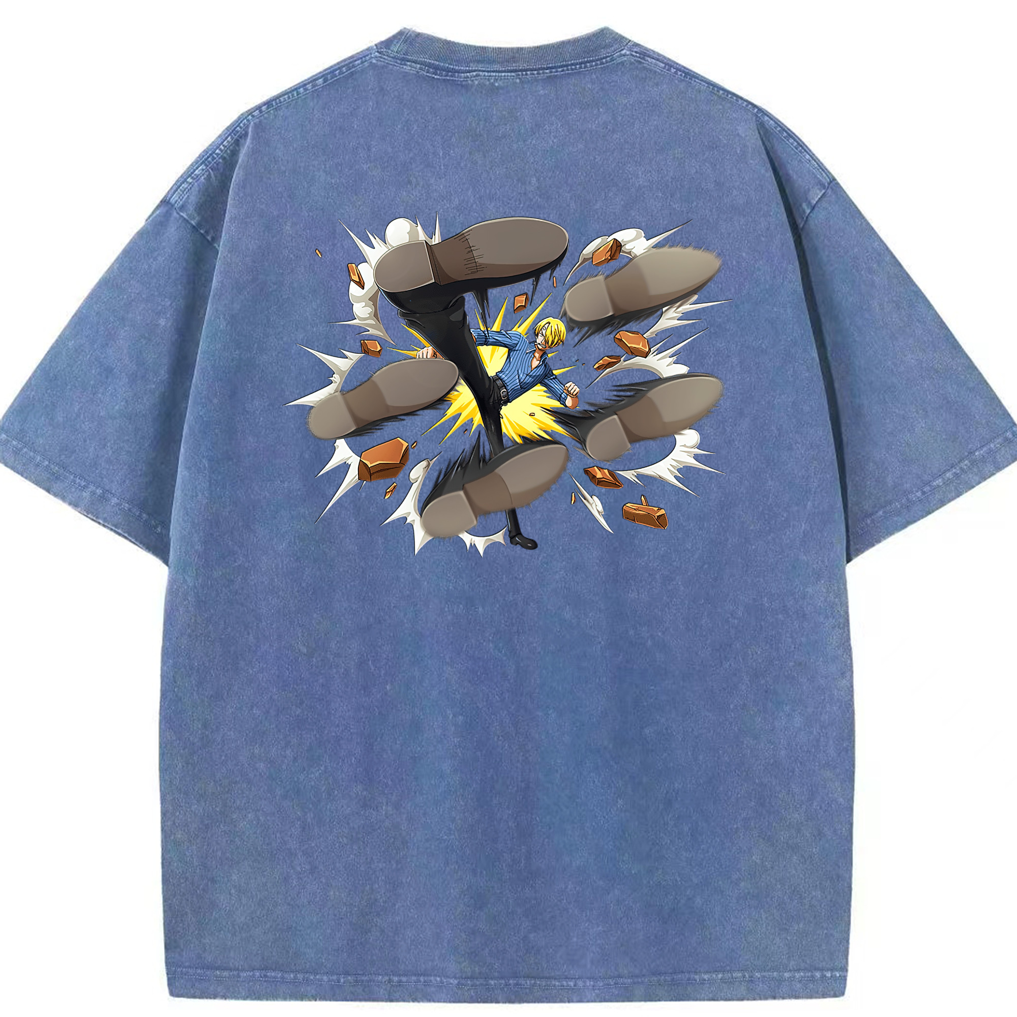 ワンピース サンジ ONE PIECE Sanji 綿100% ヴィンテージ風 半袖Tシャツ（背面プリント）