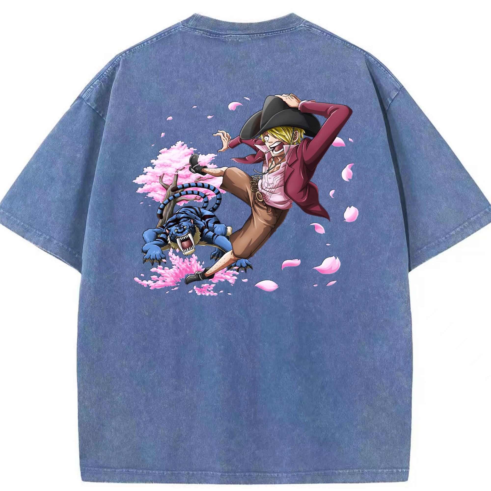 （画像用） ワンピース サンジ ONE PIECE Sanji 綿100% ヴィンテージ風 半袖Tシャツ（背面プリント）