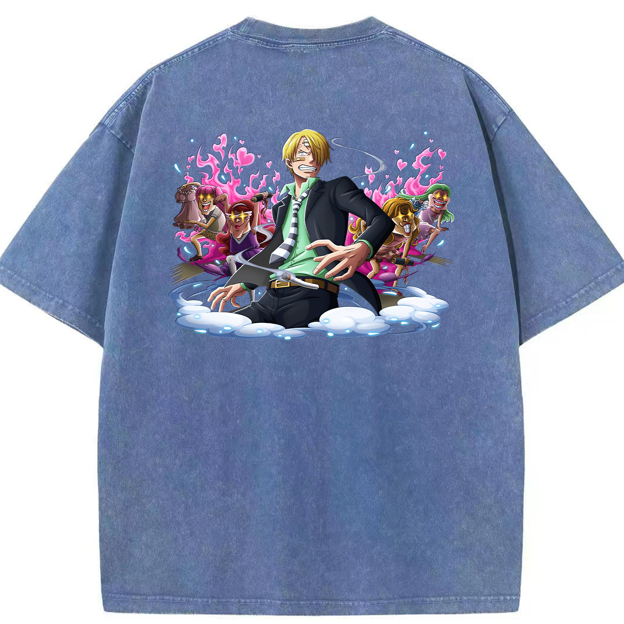 ワンピース サンジ ONE PIECE Sanji 綿100% ヴィンテージ風 半袖Tシャツ（背面プリント）