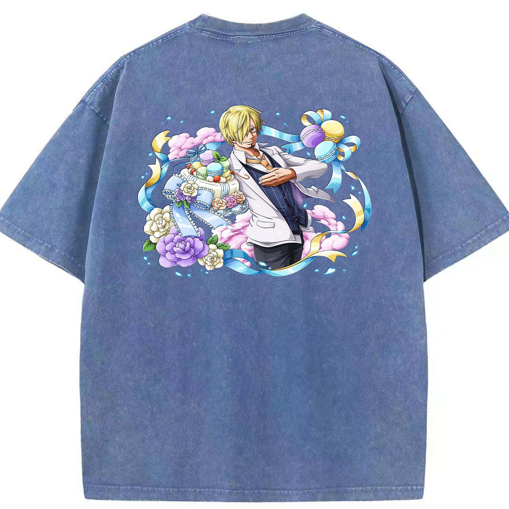 ワンピース サンジ ONE PIECE Sanji 綿100% ヴィンテージ風 半袖Tシャツ（背面プリント）